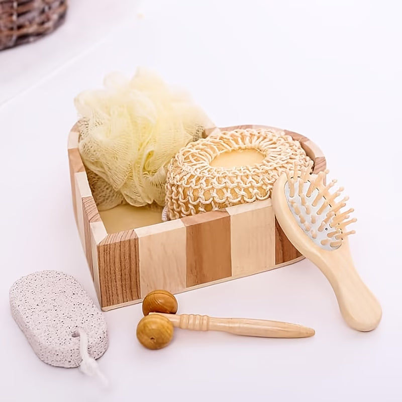 6pcs Spa Gift Set for Skin & Hair Care (Facial Roller, Comb & Exfoliating Tools)