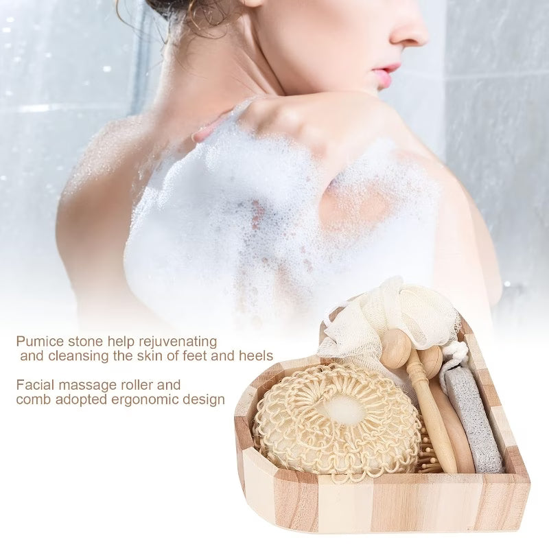 6pcs Spa Gift Set for Skin & Hair Care (Facial Roller, Comb & Exfoliating Tools)