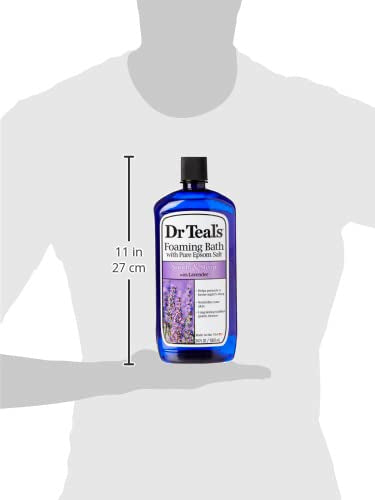 Dr Teal's Foaming Bath with Pure Epsom Salt, Sleep Blend with Melatonin, Lavender & Chamomile Essential Oils, 34 fl oz (Pack of 4) (Packaging May Vary)