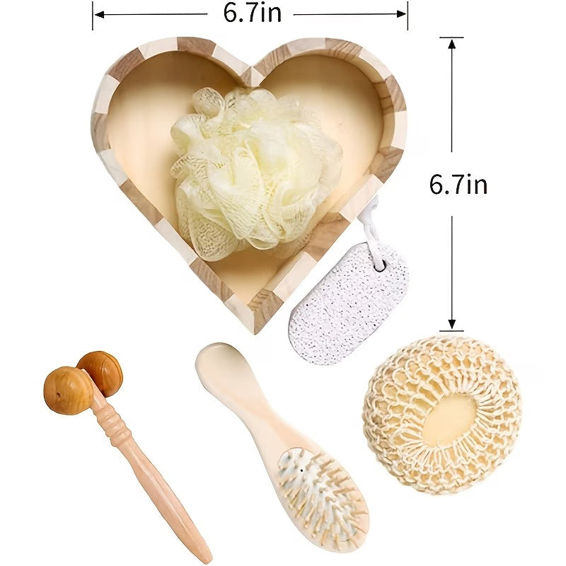 6pcs Spa Gift Set for Skin & Hair Care (Facial Roller, Comb & Exfoliating Tools)
