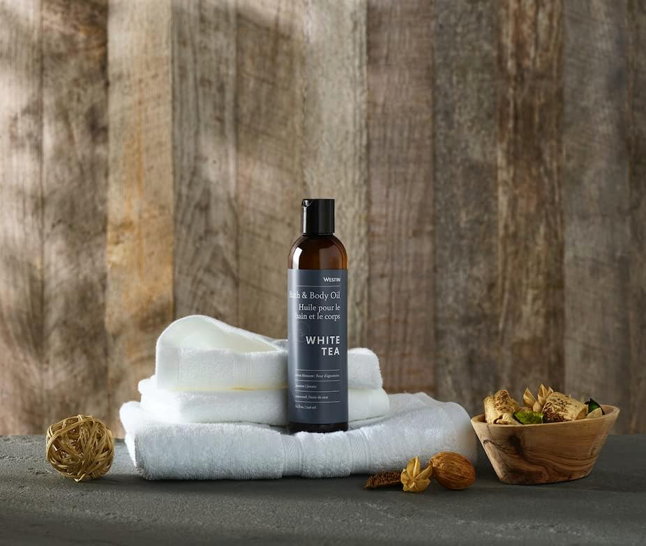 Westin White Tea Aloe Bath & Body Oil - Soothing, Invigorating Bath and Massage Oil with White Tea and Aloe - 8 Ounces