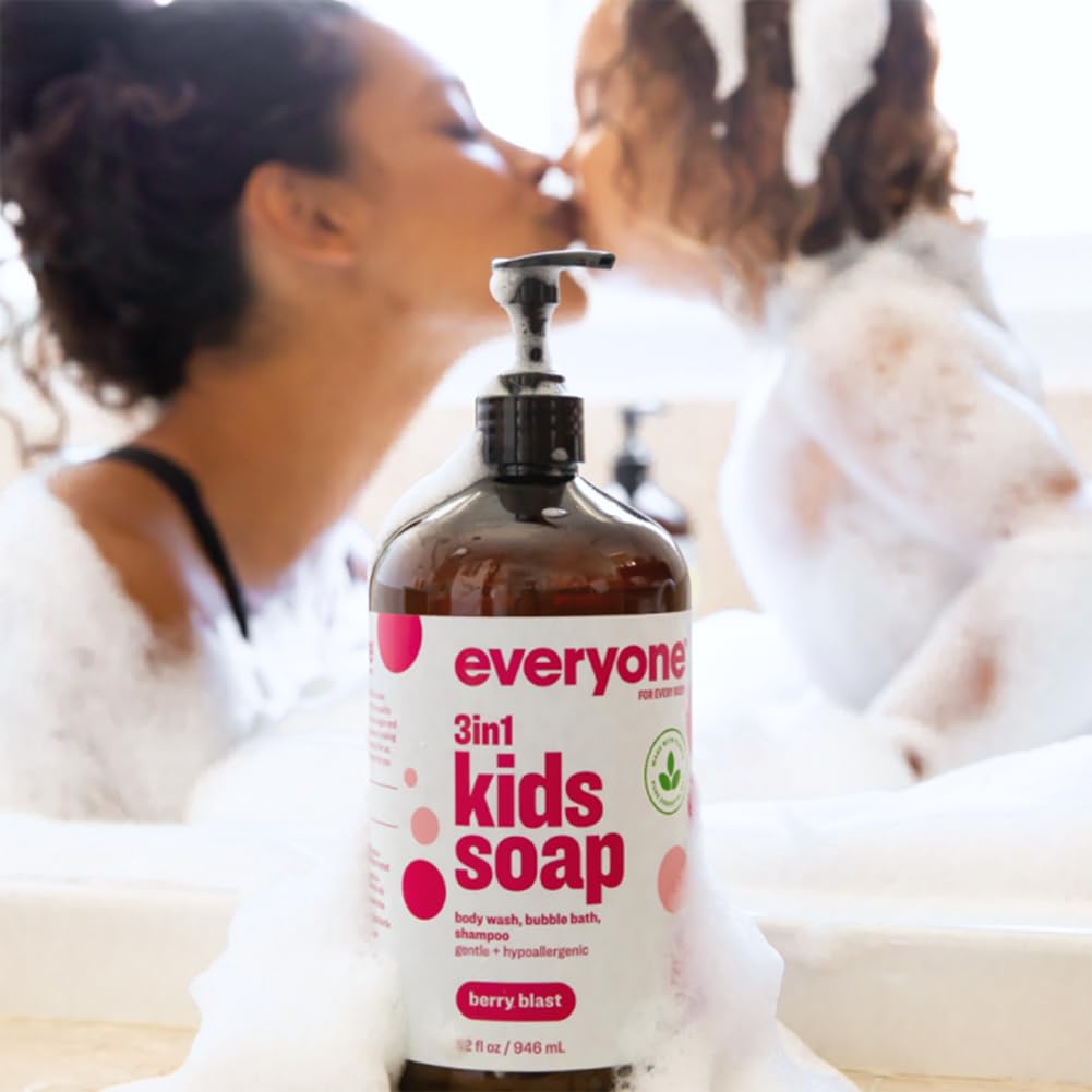 Everyone 3-in-1 Kids Soap, Body Wash, Bubble Bath, Shampoo, 32 Ounce (Pack of 2), Lavender Lullaby, Coconut Cleanser with Plant Extracts and Pure Essential Oils