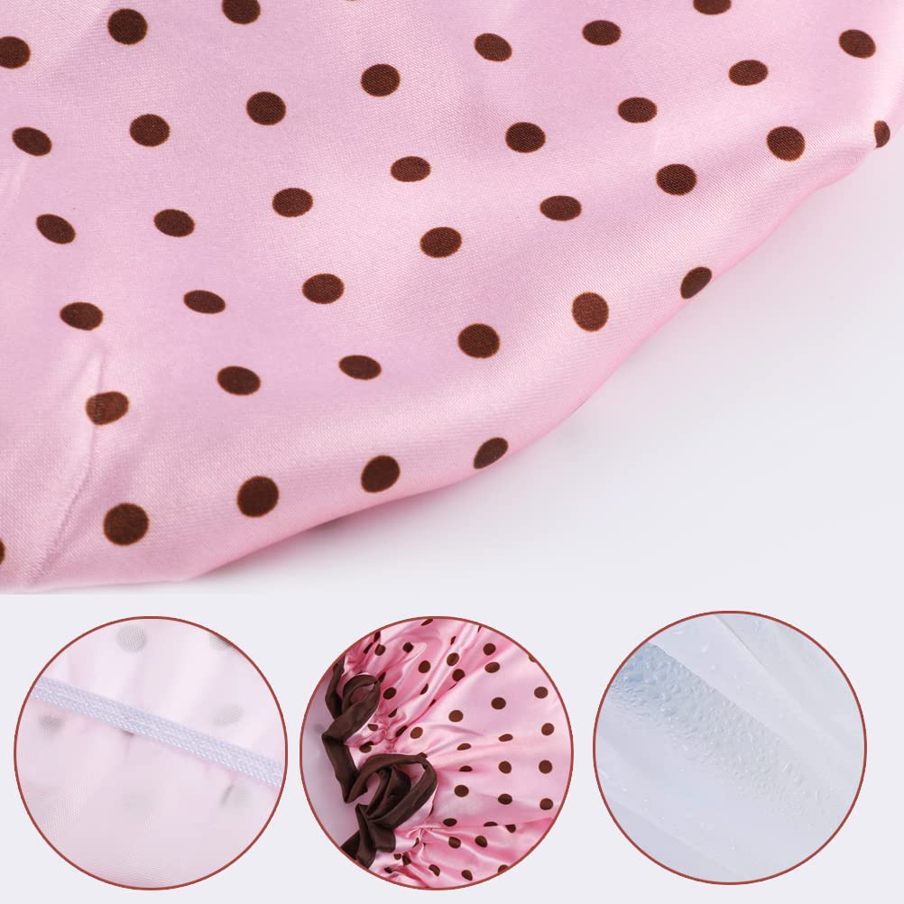 4 Pcs Reusable Shower Cap, Waterproof Shower Cap Elastic Double Layers Shower Hat Bath Caps for Women