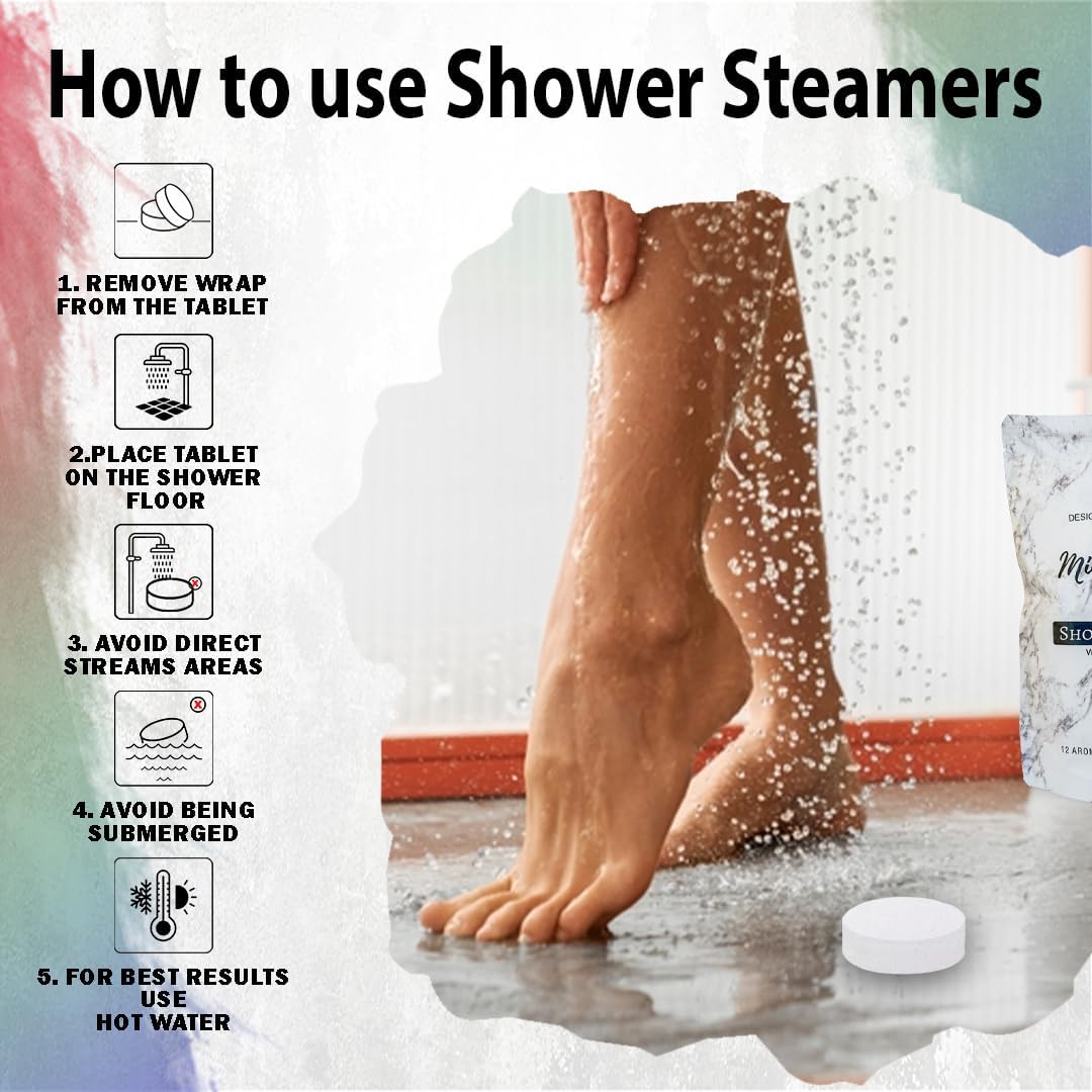Shower Bombs Aromatherapy - Shower Steamers with Organic Oils for Vaporizing Steam Spa - Vapor Shower Tablets, Shower Melts - Self-Care Gifts for Women and Men, Valentine's Gift for Him/Her
