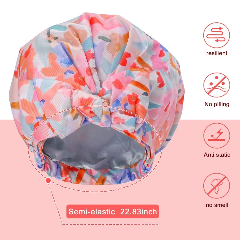 SinPinEra Luxury Shower Cap for Women,Waterproof, Double Layer, Resuable,Large Bath Cap