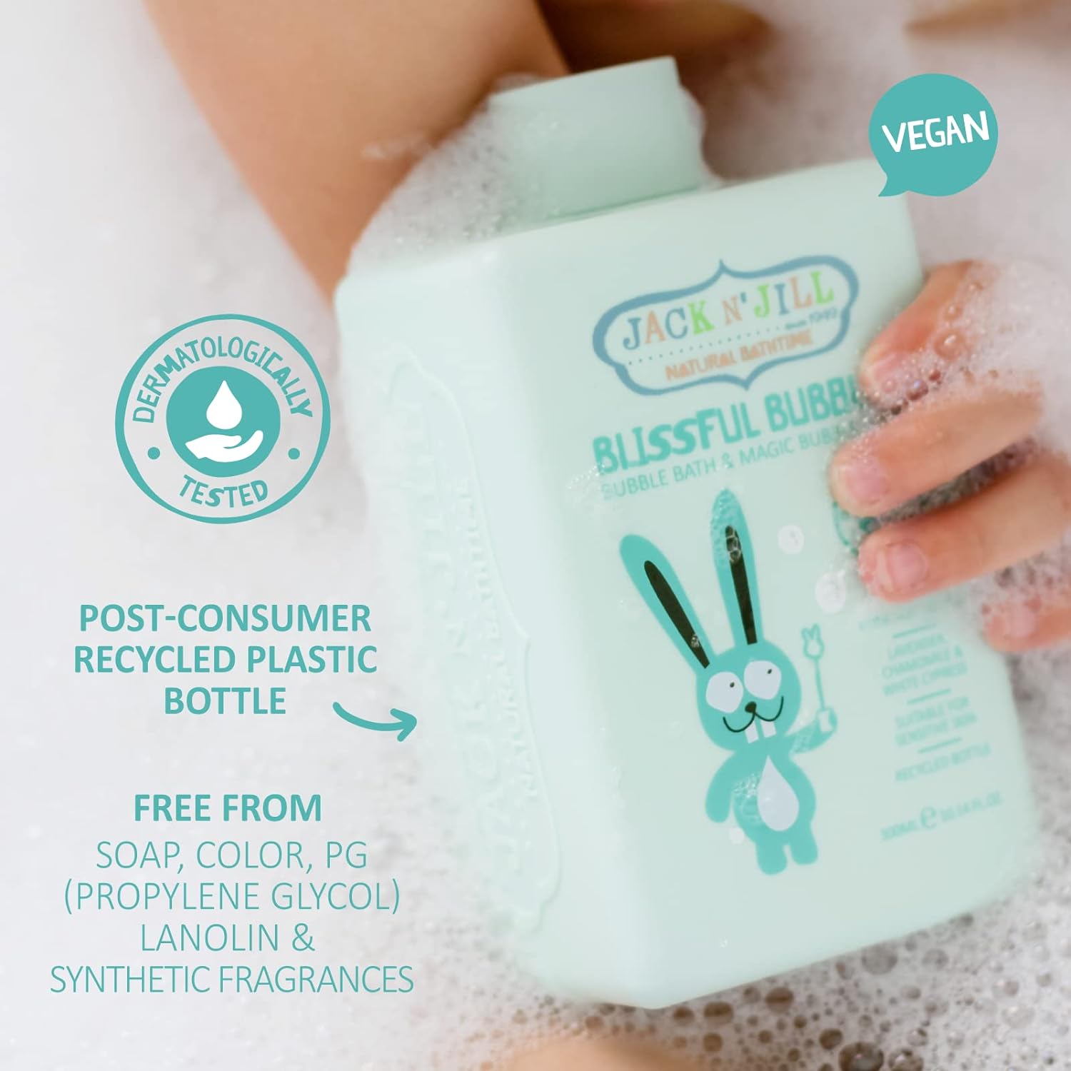 Jack N' Jill Natural Bathtime Blissful Bubbles with Bubble Wand - Bubble Bath for Baby, Toddlers, Kids, Dermatologically Tested, for Sensitive Skin, No Artificial Fragrances - 300 mL, 1 Pack