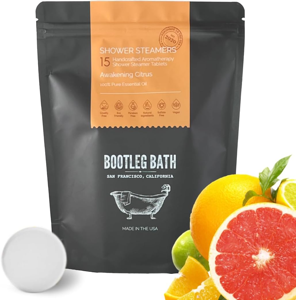 BOOTLEG BATH Shower Steamers Aromatherapy 15 Pack, 100% Pure Essential Oil, Eucalyptus, All Natural, for Men and Women, Made in USA
