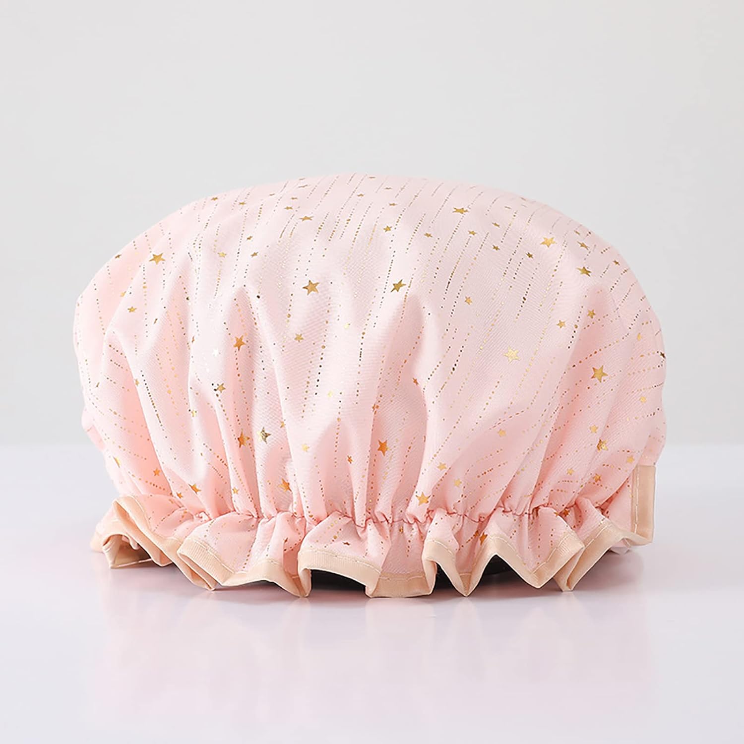 Qeuly 2 Pack Waterproof Shower Cap, Reusable Shower Cap for Women, Elastic Bathing Shower Hat Double Layers Bathing Hair Cap PEVA Lined Shower Hair Bath Cap (Pink)