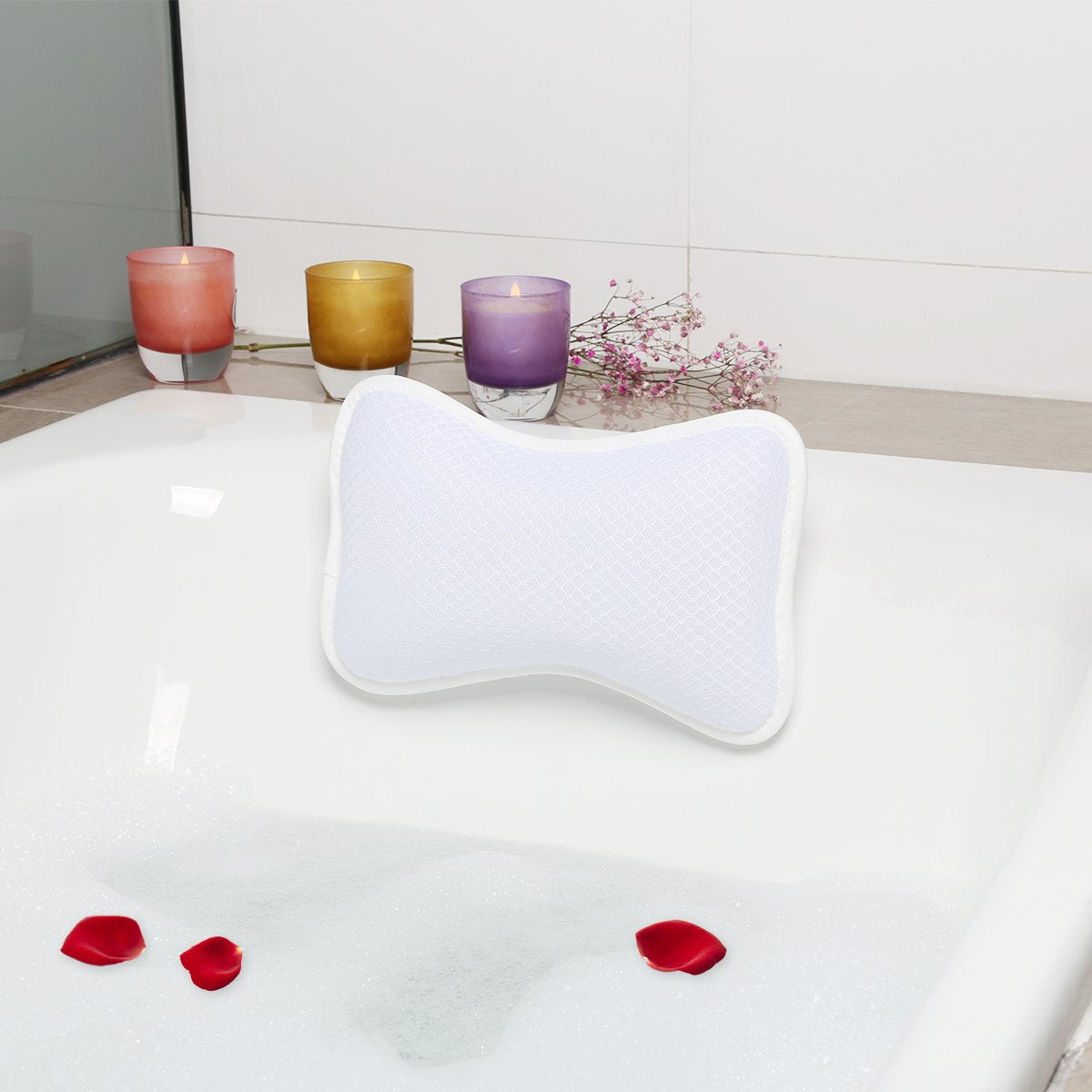 Comfortable Bath Pillow with Suction Cups, Supports Neck and Shoulders Home Spa Pillows for Bathtub, Hot Tub, Bathtub Head Rest Pillow Relax & Comfy - Blue