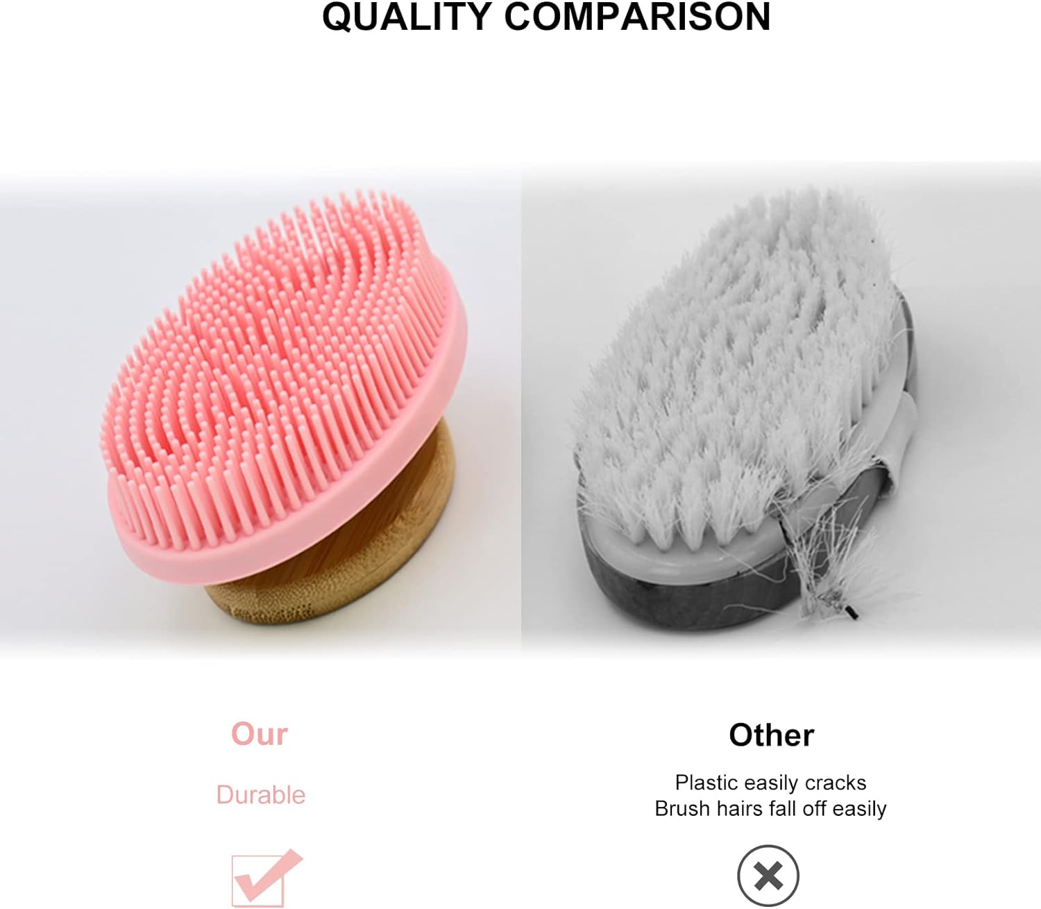 Silicone Bath Brush with Bamboo Handle.