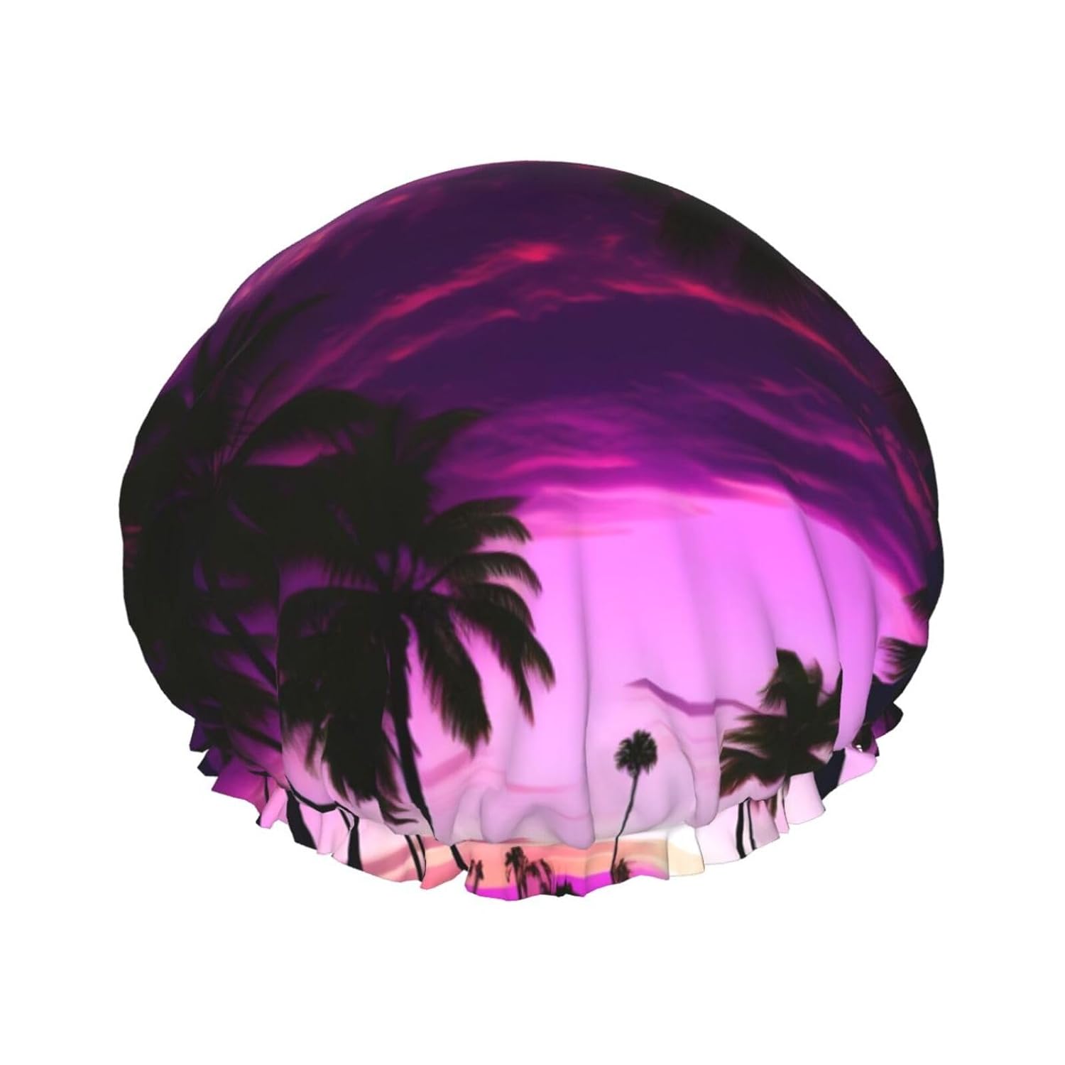 Ice Hockey print Print Reusable Shower Cap for Women,Double Waterproof Layers Bathing Hat,Quick Drying Bath Hair Cap