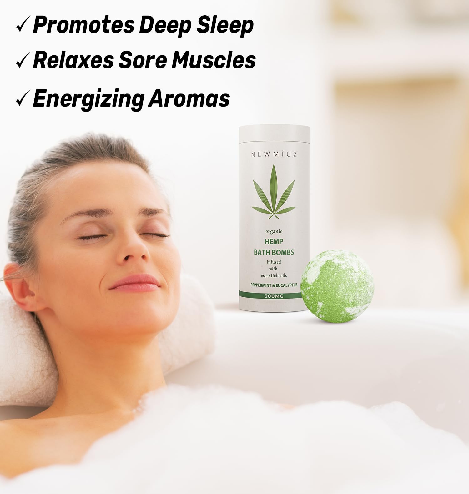 Organic Hemp Bath Bombs Infused Peppermint Eucalyptus Essential Oil Luxurious Bath Essentials Gifts for Dry Skin Immerse Yourself in A Blissful Spa