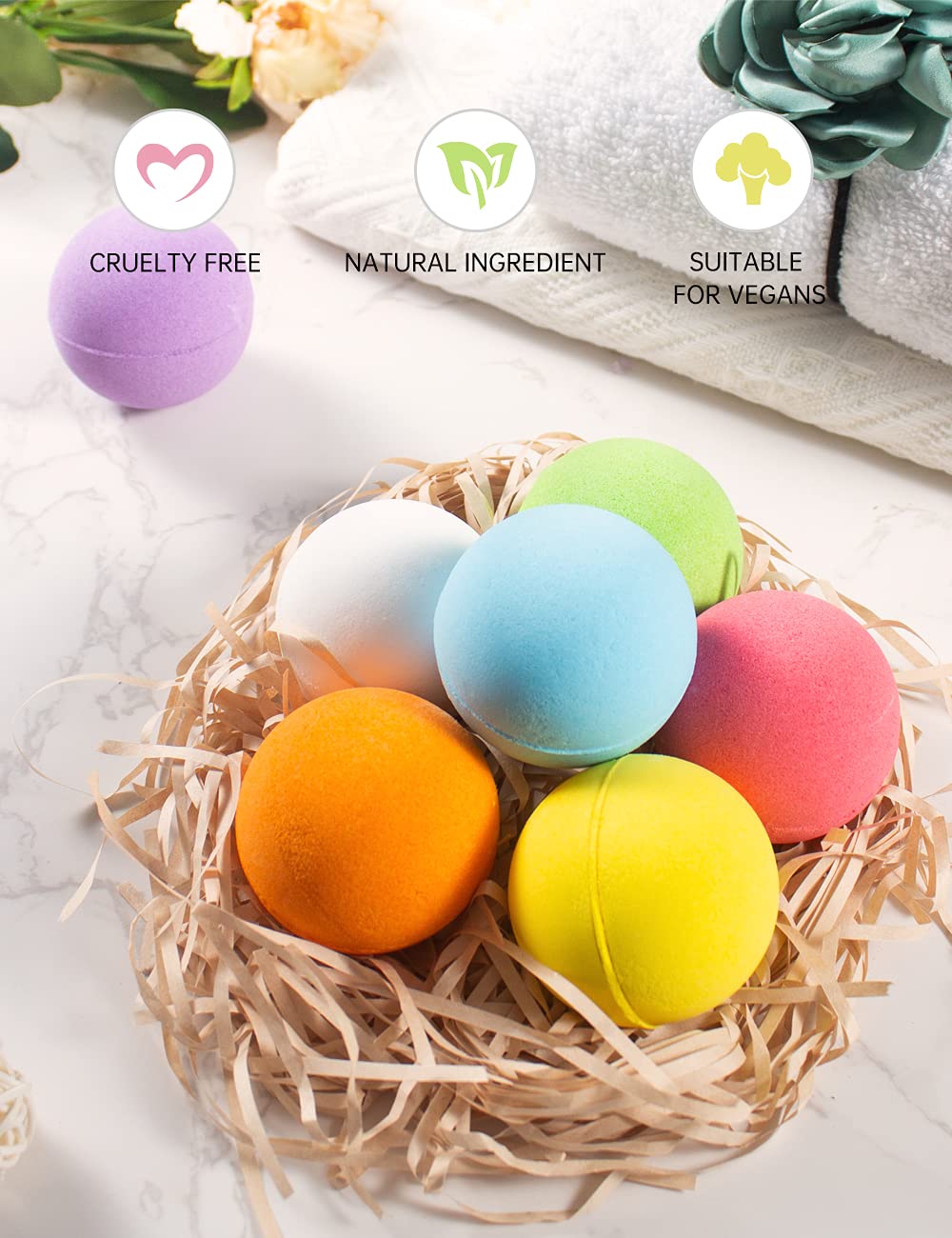 Aofmee Bath Bombs, 7pcs Bubble Bath Bombs for Women