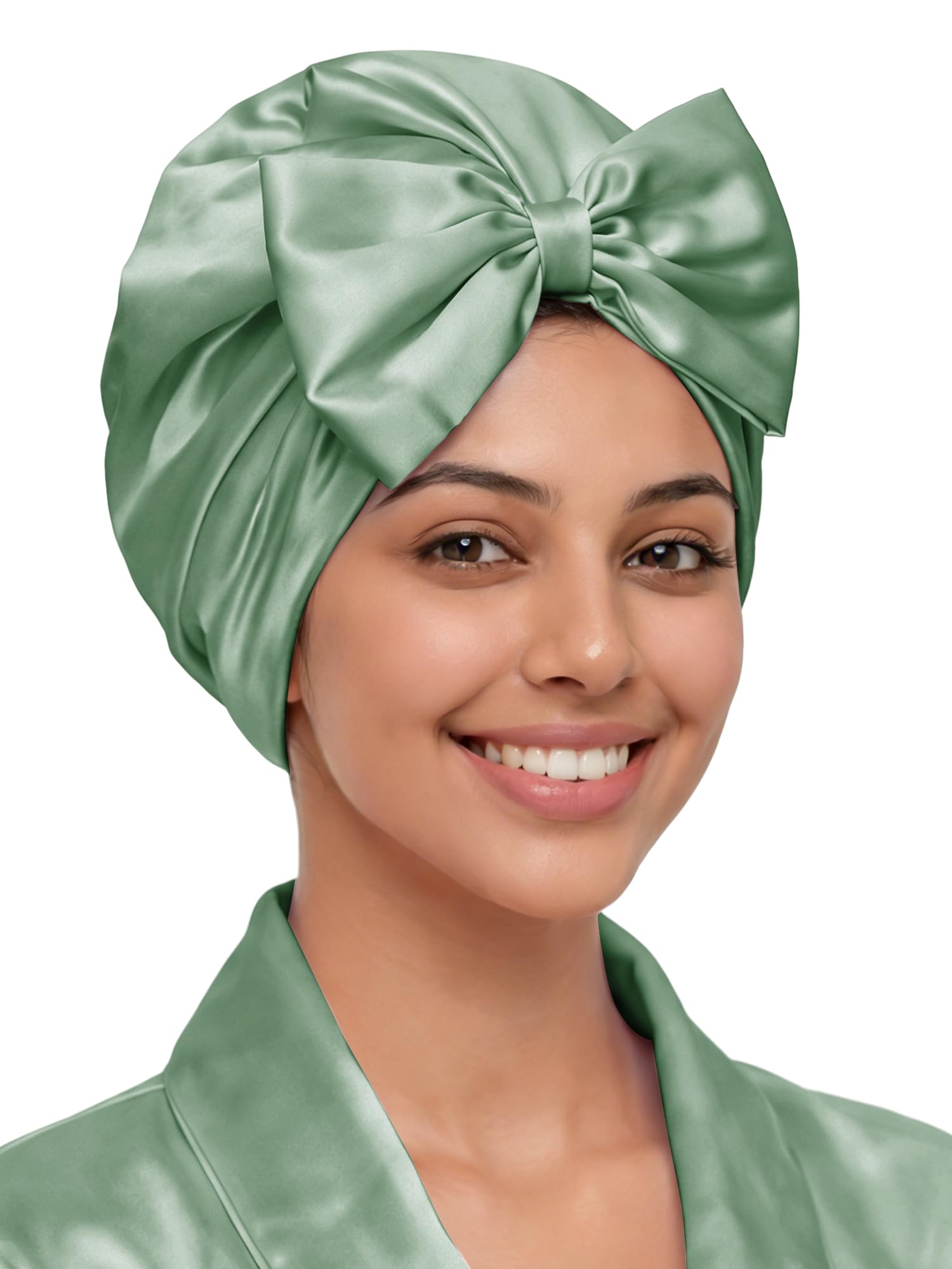 Ramede Bow Silk Bonnet for Sleeping Women Adjustable Satin Night Sleeping Cap Coquette Layer Smooth Hydration Hair Bonnet