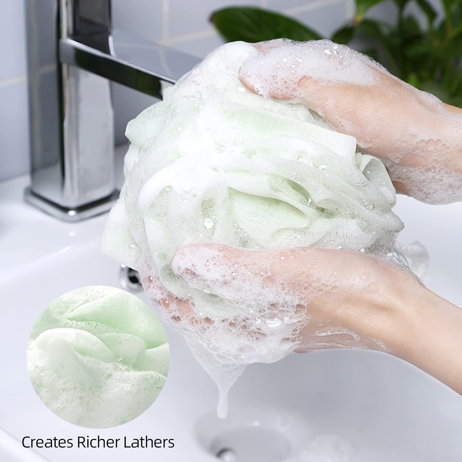 Mesh Shower Loofah Sponge Set (4 Colors)