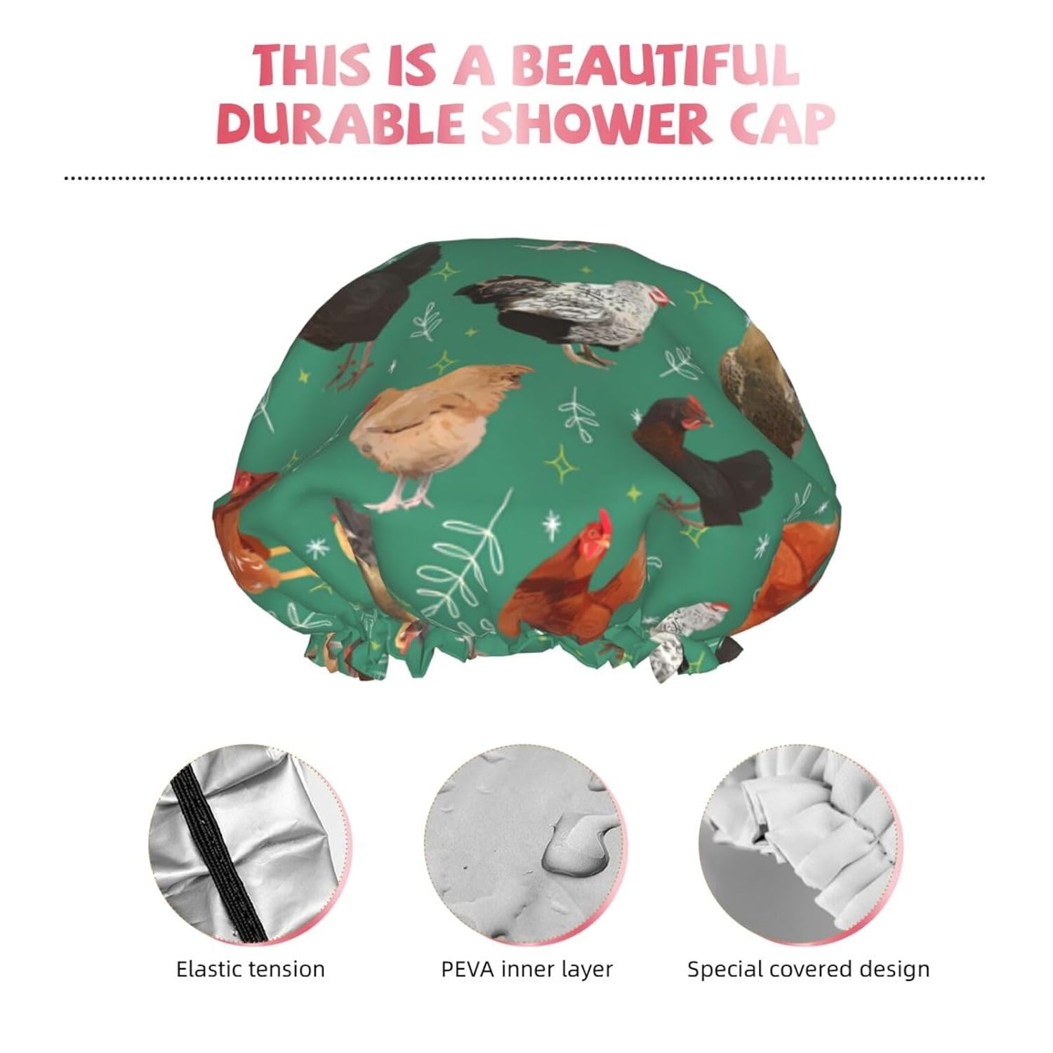 Double-Layer Waterproof Shower Cap