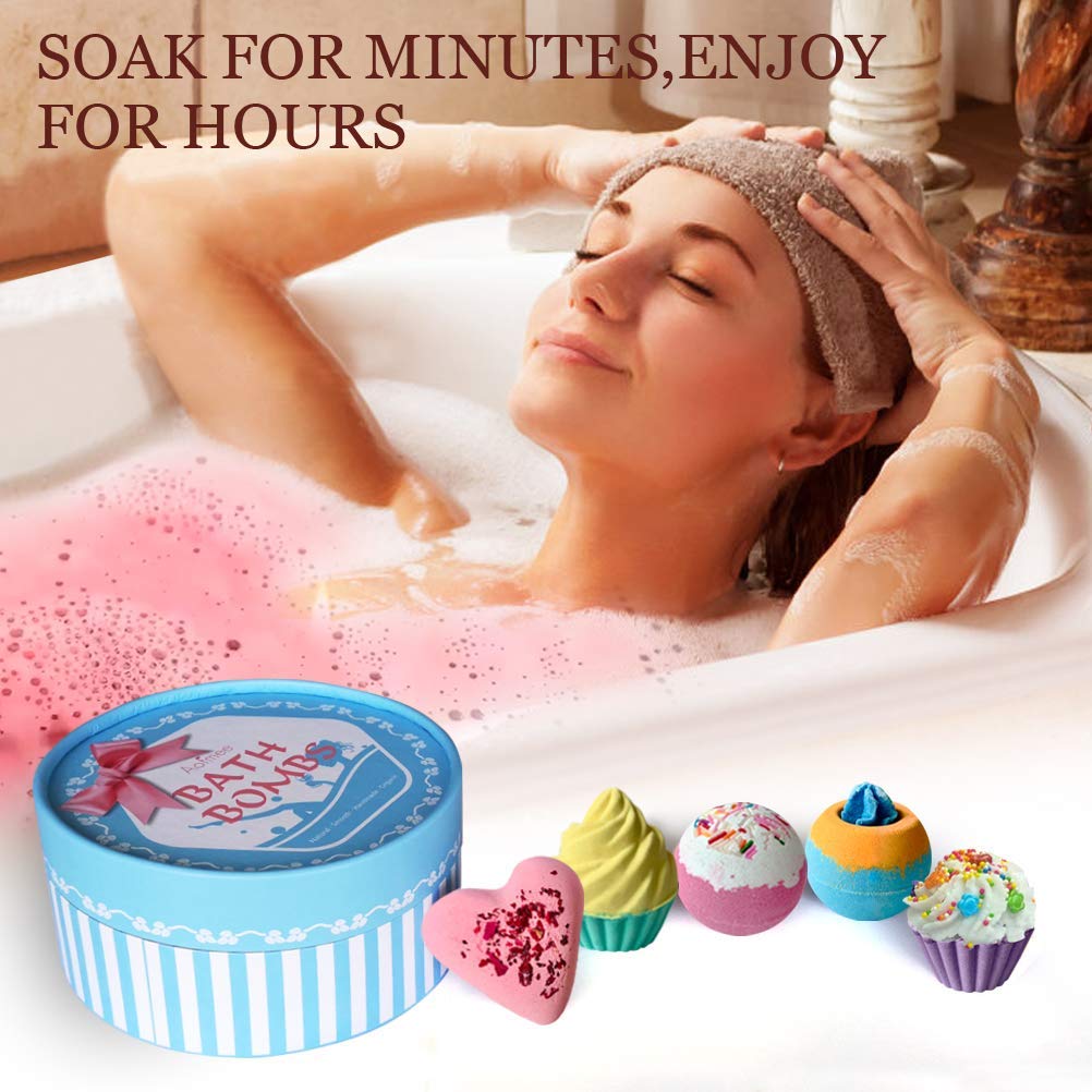 Aofmee Bath Bombs, 6pcs Bubble Bath Bomb for Girls, Handmade Fizzies Bathbombs for Women