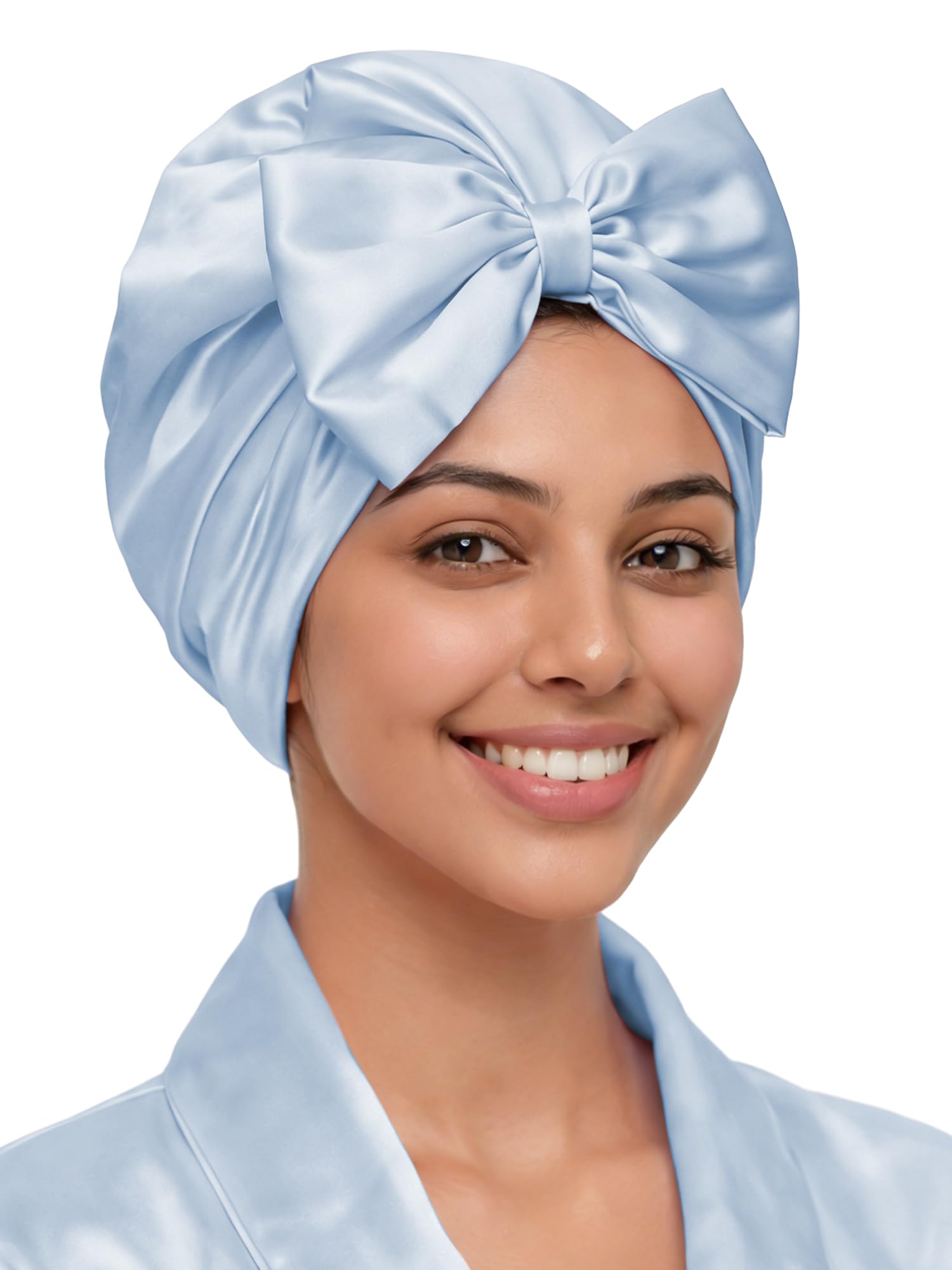 Ramede Bow Silk Bonnet for Sleeping Women Adjustable Satin Night Sleeping Cap Coquette Layer Smooth Hydration Hair Bonnet