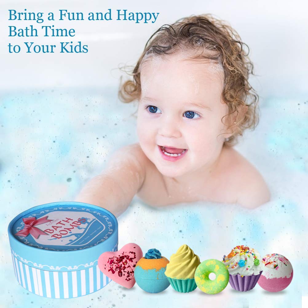 Aofmee Bath Bombs, 6pcs Bubble Bath Bomb for Girls, Handmade Fizzies Bathbombs for Women