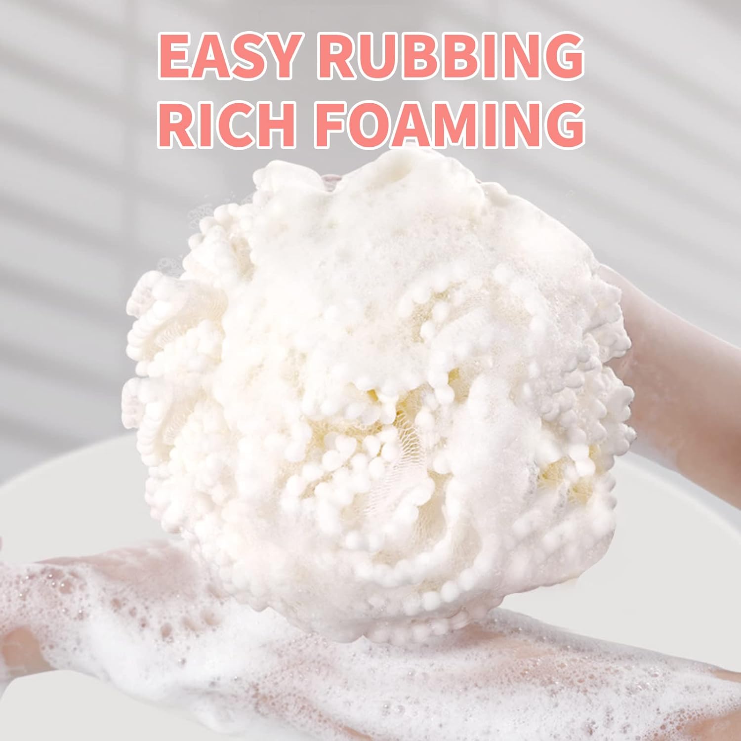 Bath Shower Sponge Soft Mesh Poufs Shower Loofah Ball Body Wash Scrubber Bath Sponge for Women and Men Soothing Face & Body Exfoliator (2Pcs 60)