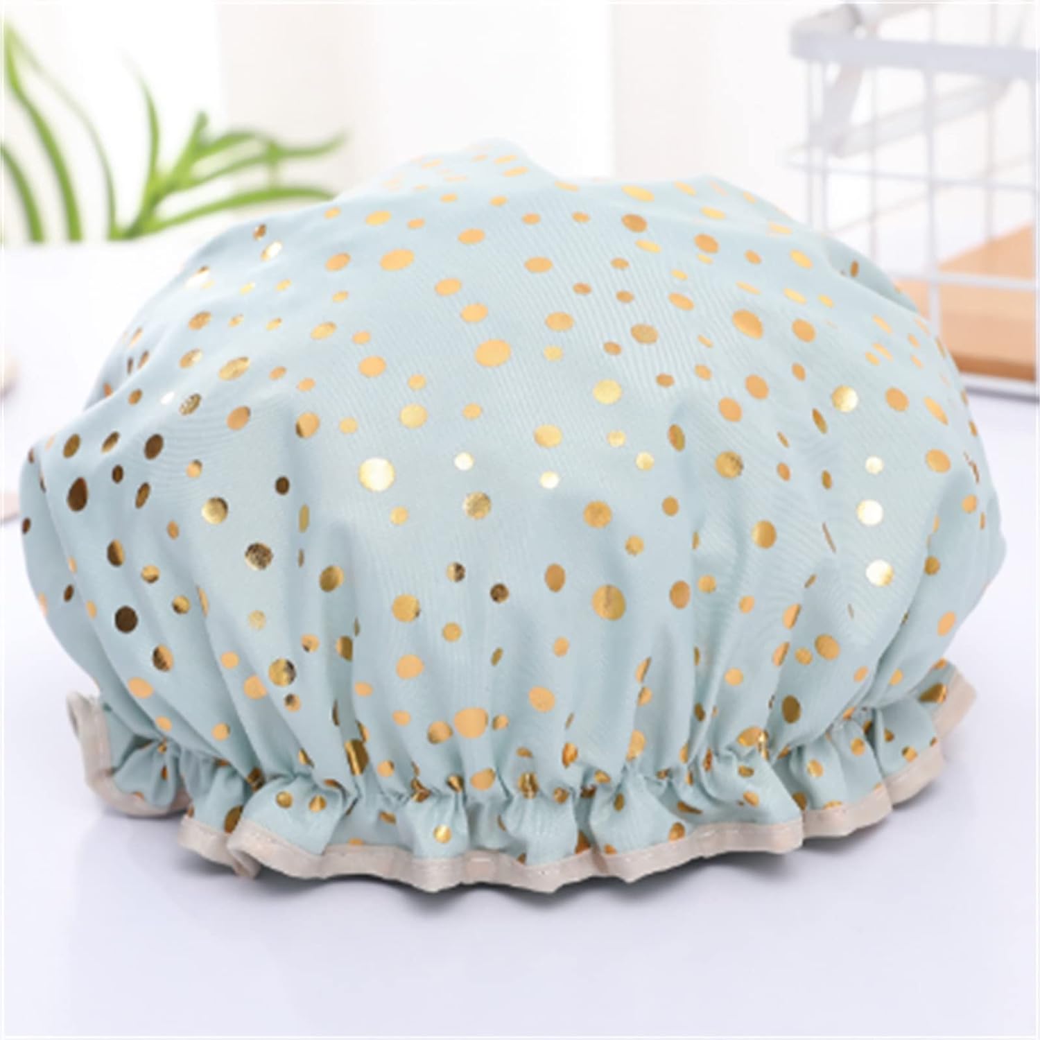 Qeuly 2 Pack Waterproof Shower Cap, Reusable Shower Cap for Women, Elastic Bathing Shower Hat Double Layers Bathing Hair Cap PEVA Lined Shower Hair Bath Cap (Pink)