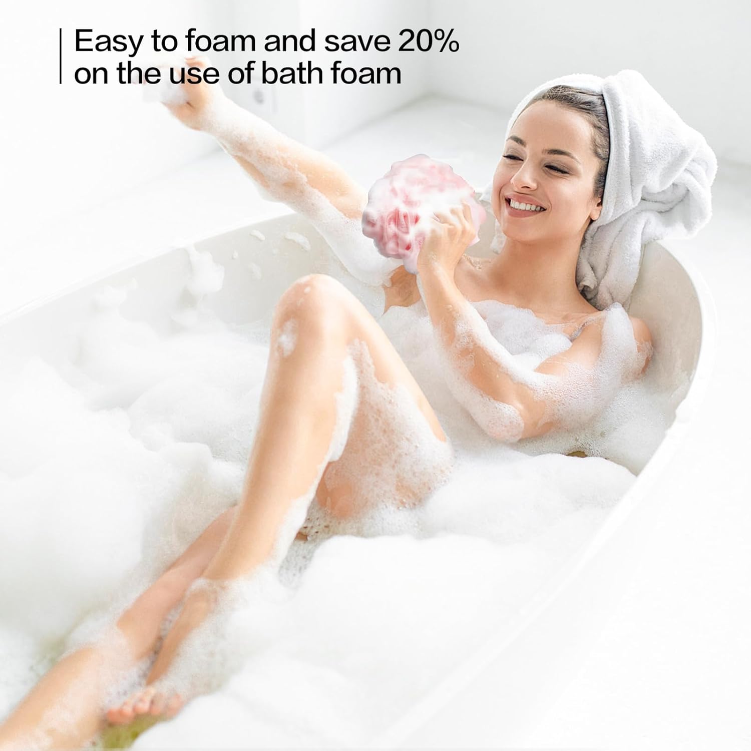 Fishent Bath Loofah Sponge, 3 Pack loofahs Exfoliating Body Scrubber, 60g Soft Mesh Pouf Shower Puffs, Loofa for Women (Pink-Peach-Coral)