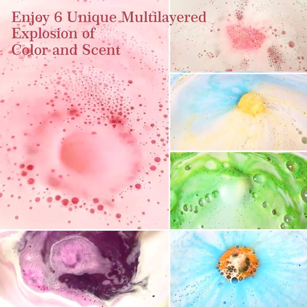Aofmee Bath Bombs, 6pcs Bubble Bath Bomb for Girls, Handmade Fizzies Bathbombs for Women