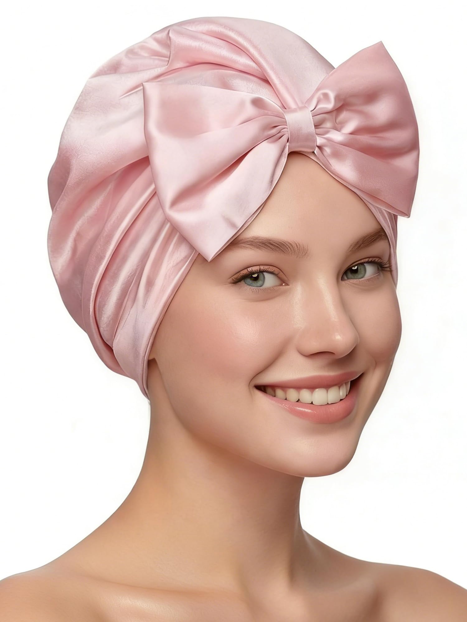 Ramede Bow Silk Bonnet for Sleeping Women Adjustable Satin Night Sleeping Cap Coquette Layer Smooth Hydration Hair Bonnet