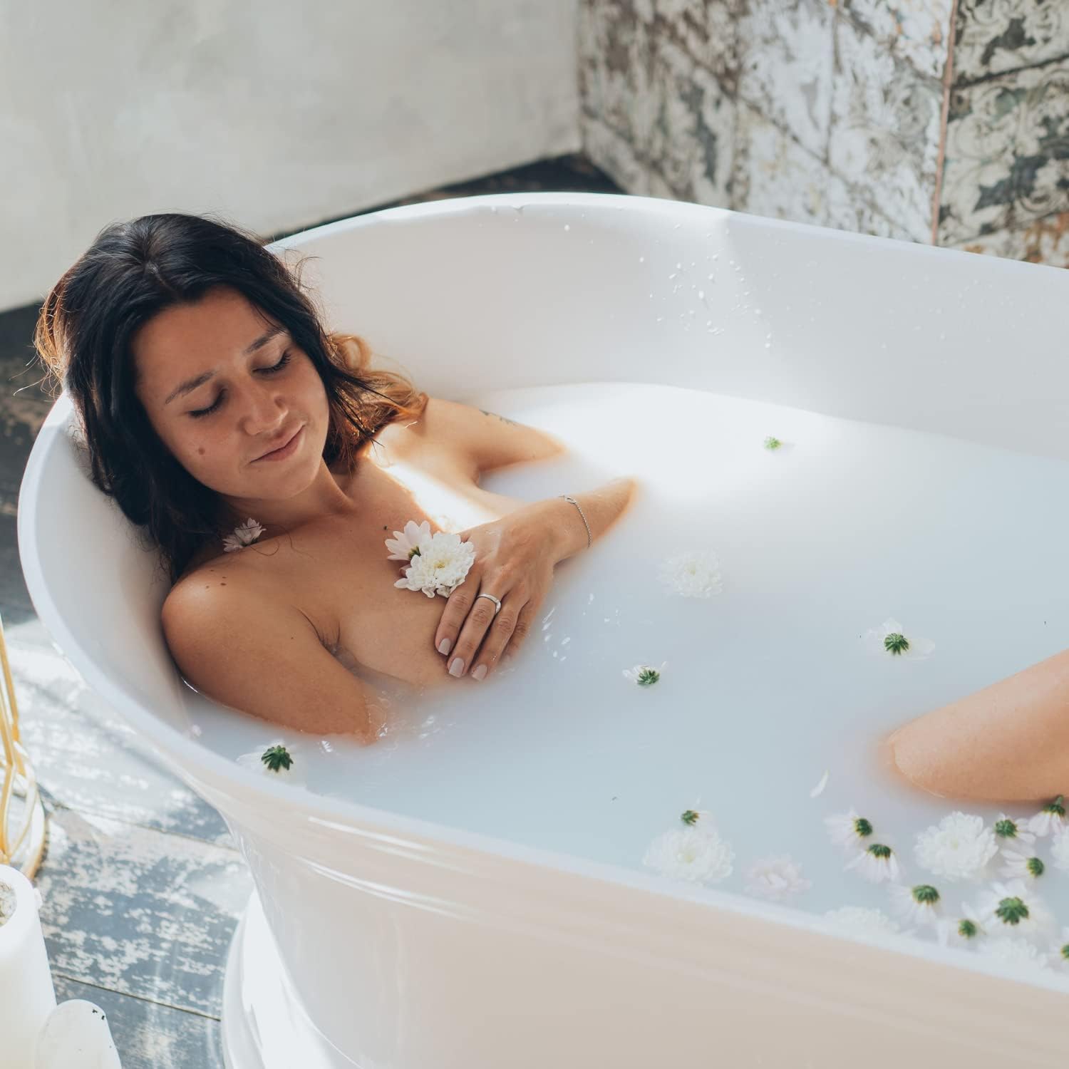 Moon Phase Organic Bath Soak with Dried Herbs and Flowers, Lavender, Rose Petals, Eucalyptus- Ritual Bath Accessories with Crystals for Relaxation. Stress Relief and Self Care Gifts for Women