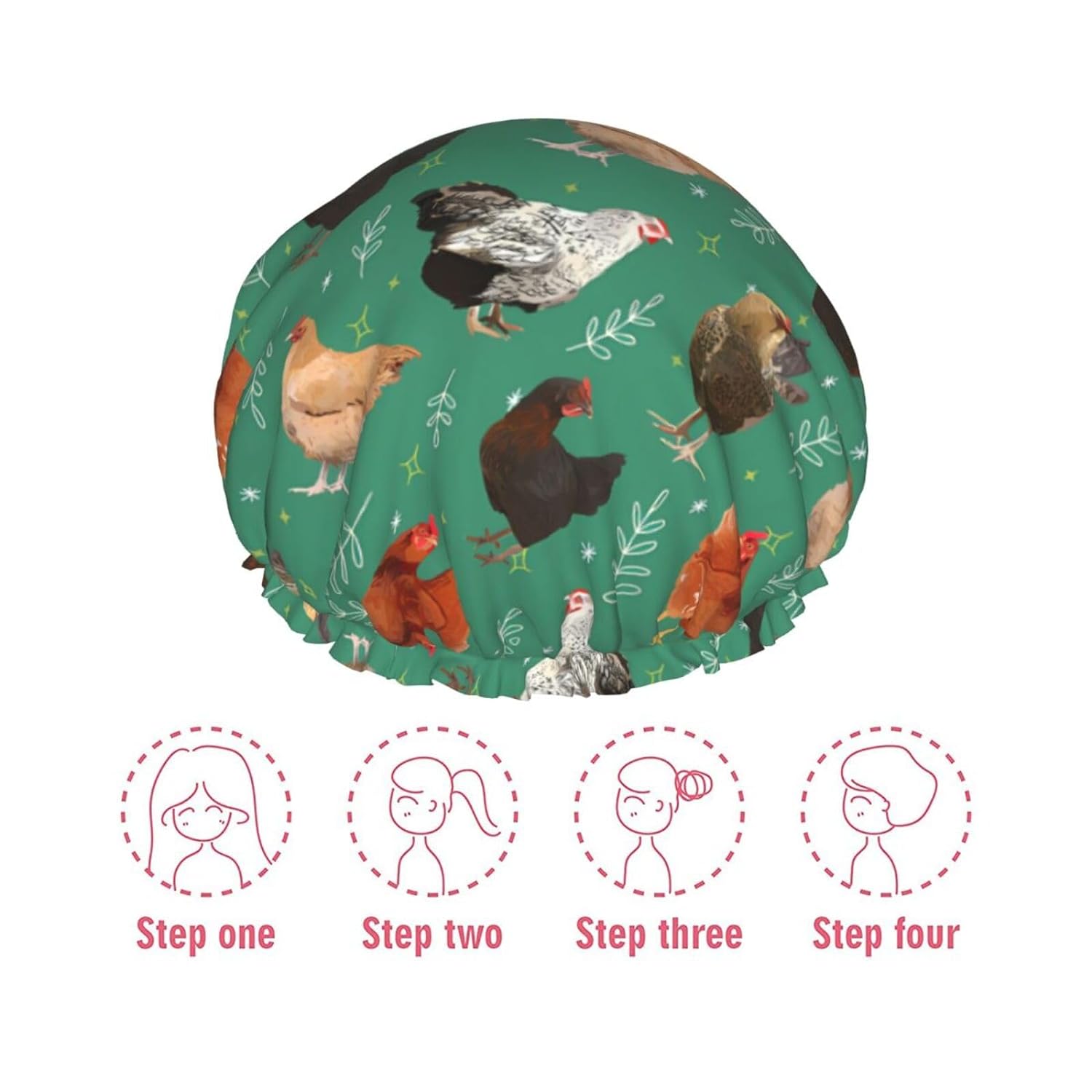 Double-Layer Waterproof Shower Cap