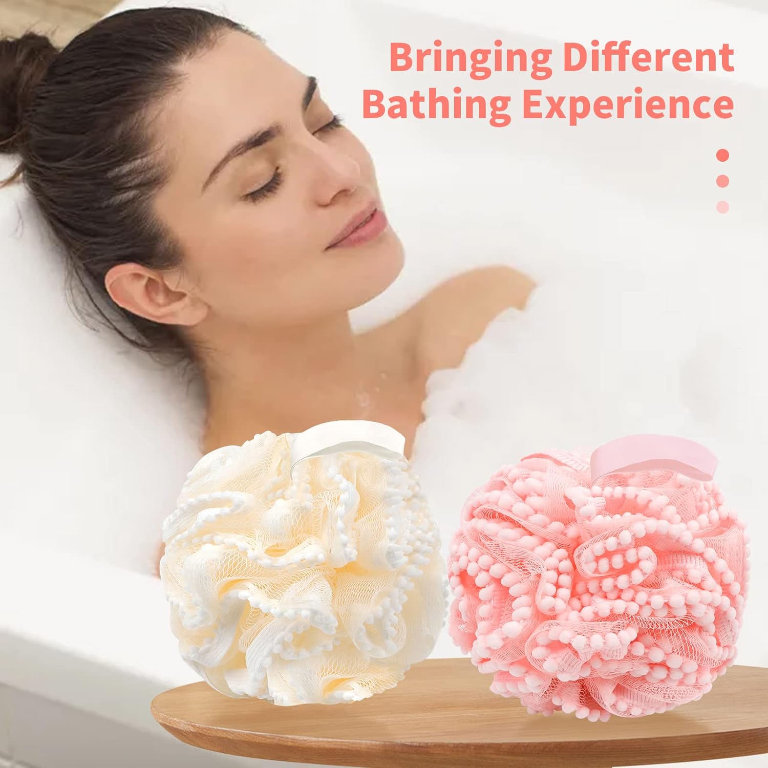 Bath Shower Sponge Soft Mesh Poufs Shower Loofah Ball Body Wash Scrubber Bath Sponge for Women and Men Soothing Face & Body Exfoliator (2Pcs 60)