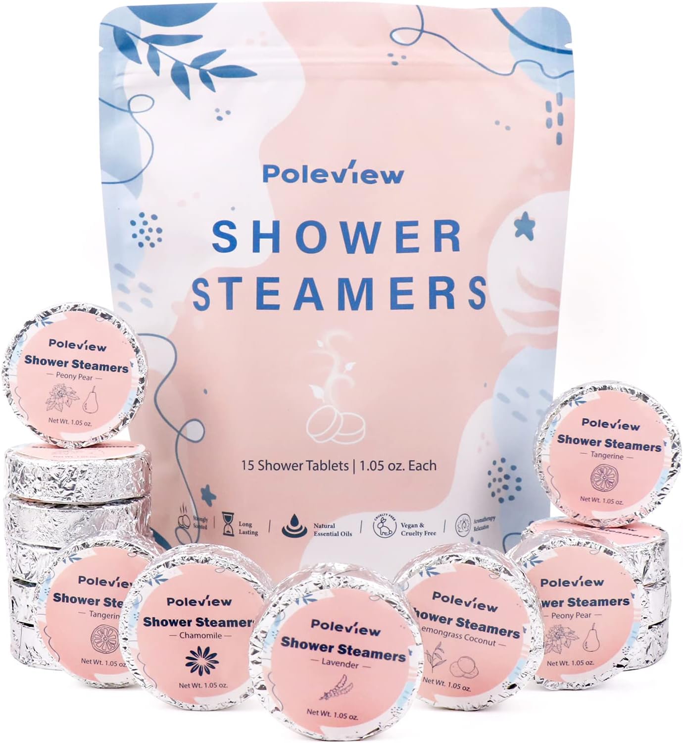 Multi-Scent Aromatherapy Shower Steamers Set (15 Pack)