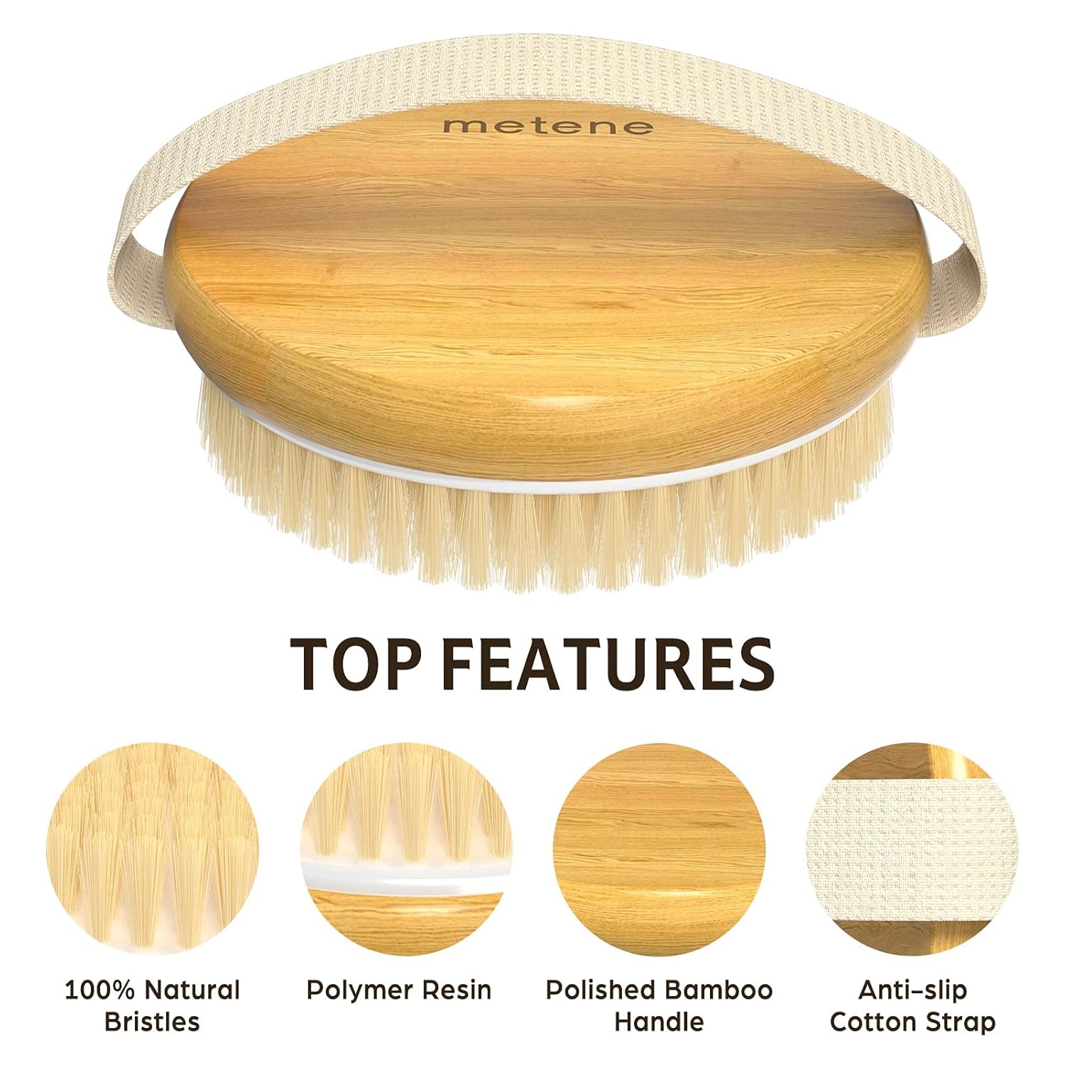 2 Pack Bamboo Dry Body Brushes, Shower Brush Wet and Dry Brushing, Dry Brush for Cellulite and Lymphatic
