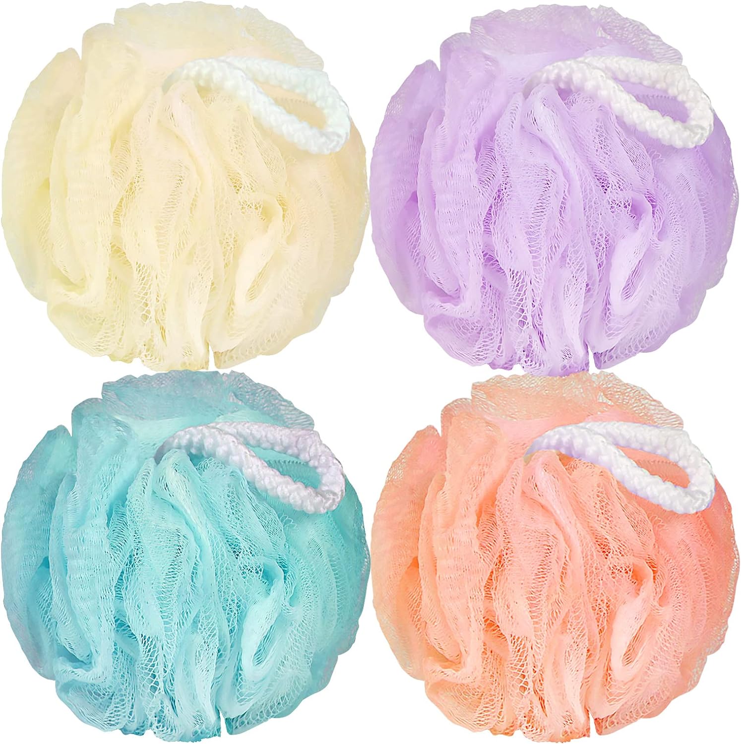 Soft Mesh Shower Loofah Sponge Set (4 Pack)