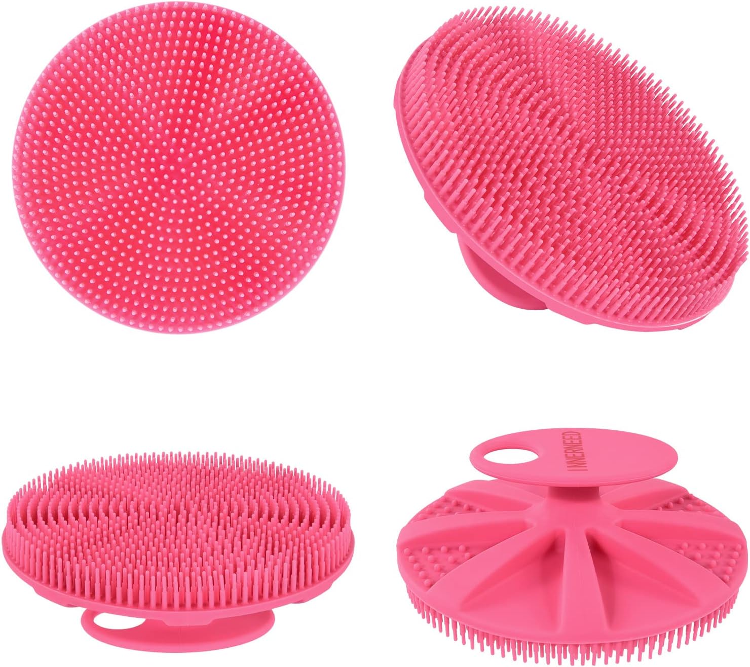 INNERNEED Food-Grade Soft Silicone Body Scrubber Shower Brush Handheld Cleansing Skin Brush, Gentle Exfoliating and Lather Well (Black)
