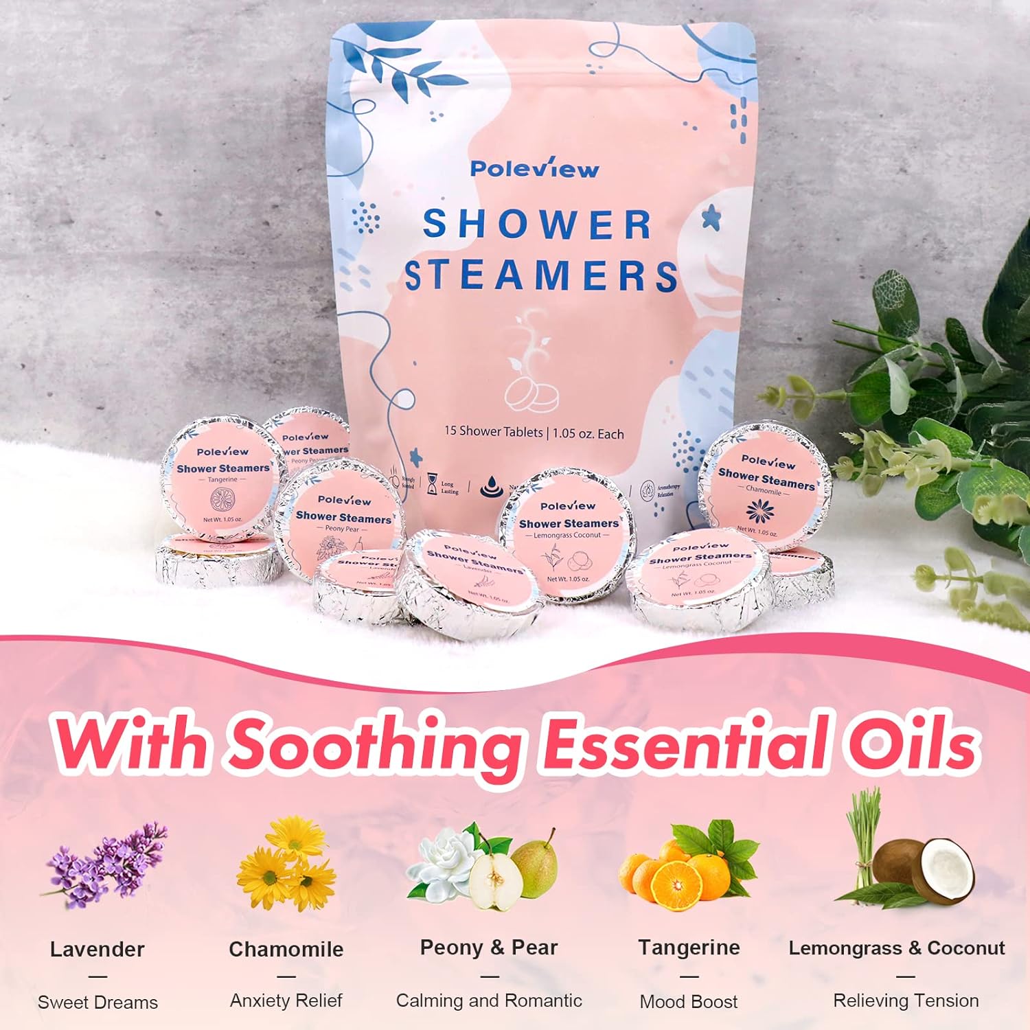 Multi-Scent Aromatherapy Shower Steamers Set (15 Pack)