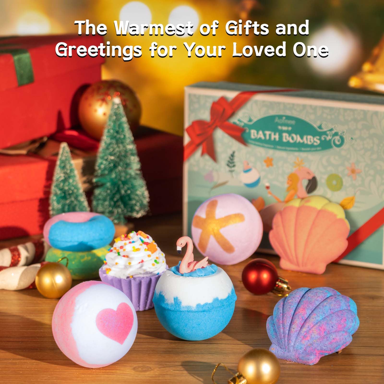 Aofmee Bath Bombs, 6pcs Bubble Bath Bomb for Girls, Handmade Fizzies Bathbombs for Women