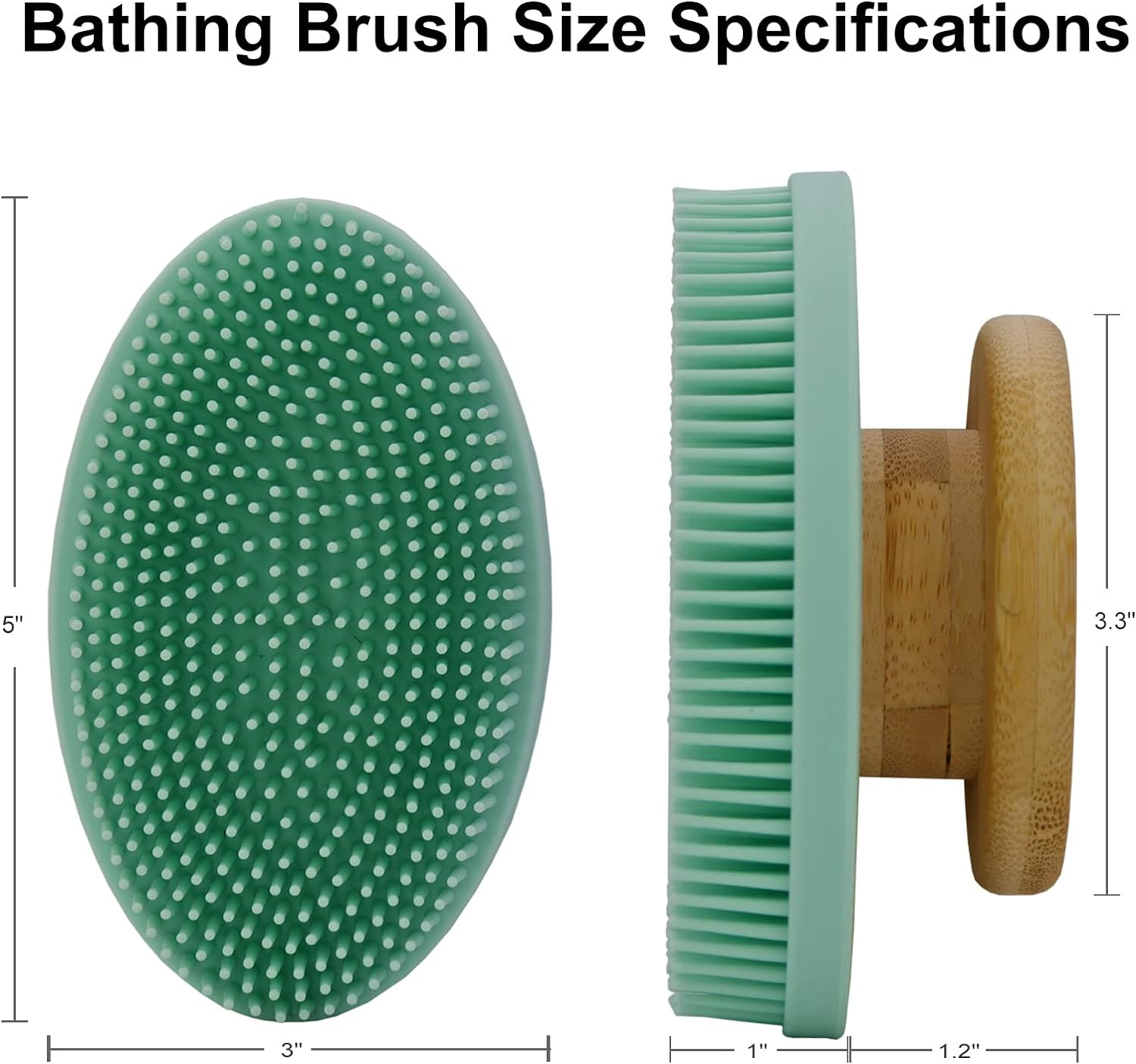 Silicone Bath Brush with Bamboo Handle.