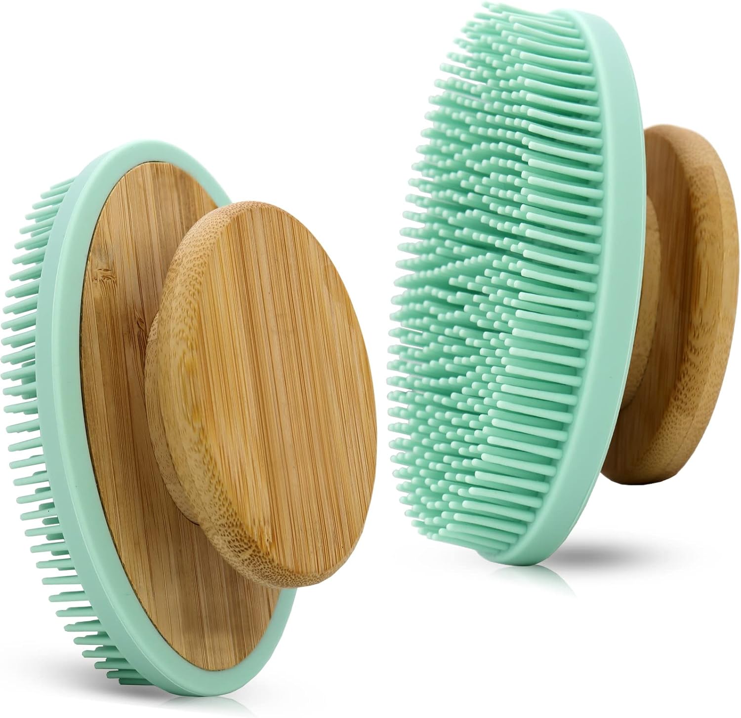 Silicone Bath Brush with Bamboo Handle.