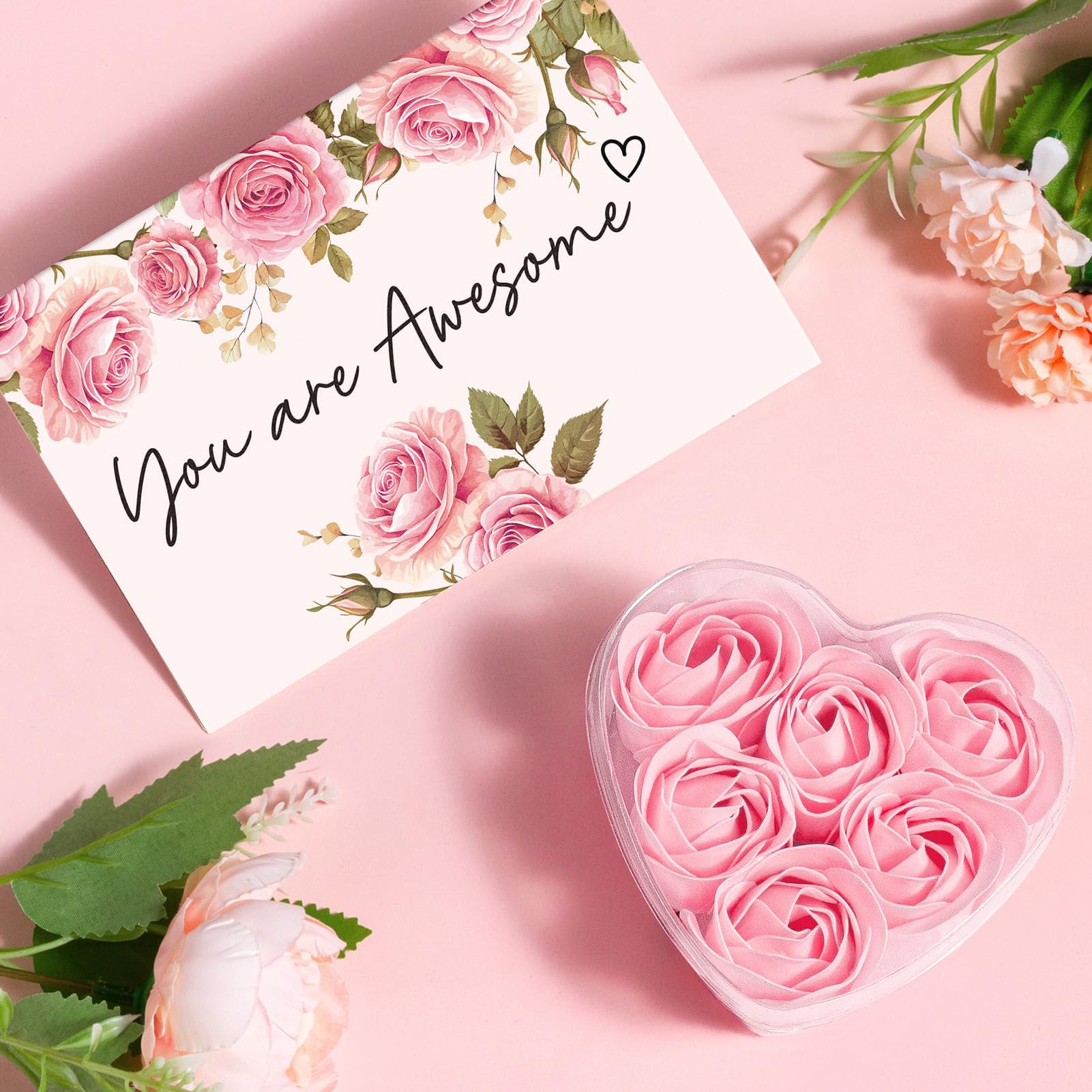 Rose Self Care Gift Basket for Women – Spa Gift Set with Blanket, Tumbler, Candle & Bath Essentials.