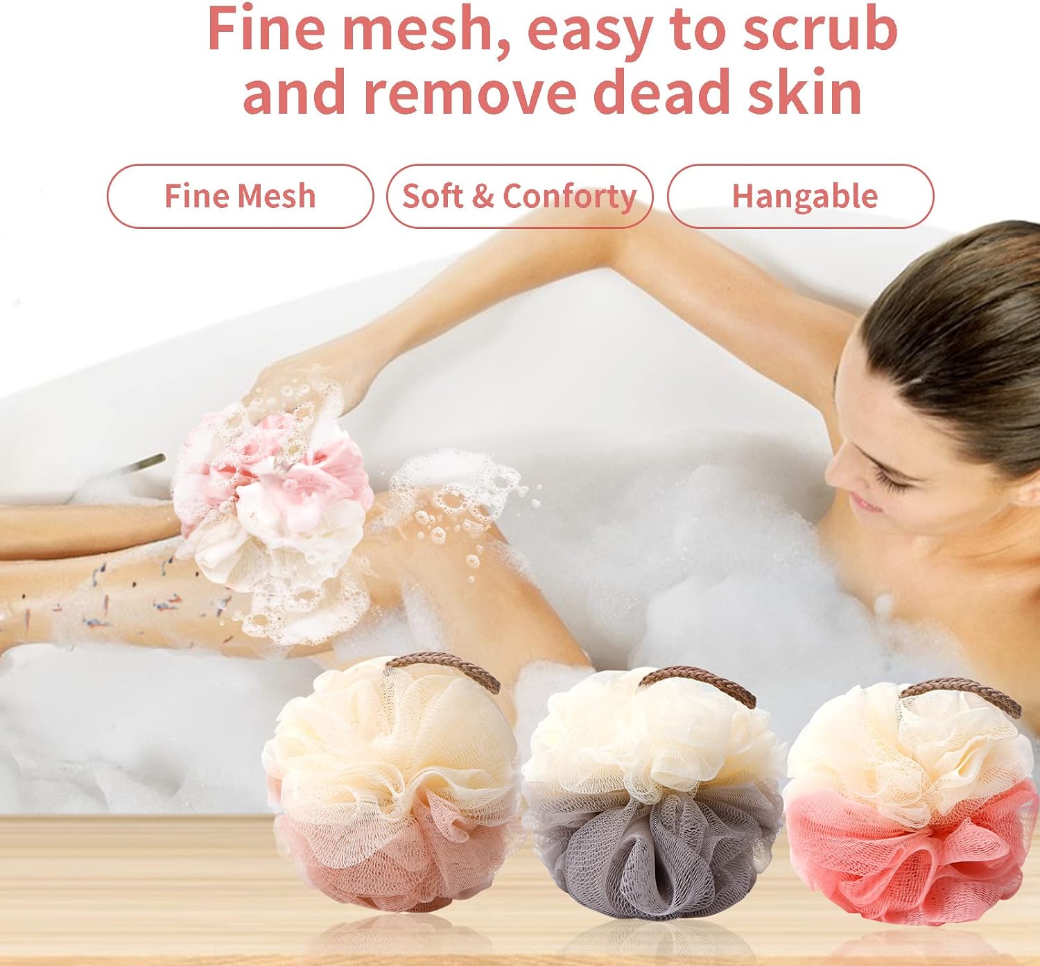 Soft Mesh Shower Loofah Sponge Set (4 Pack)