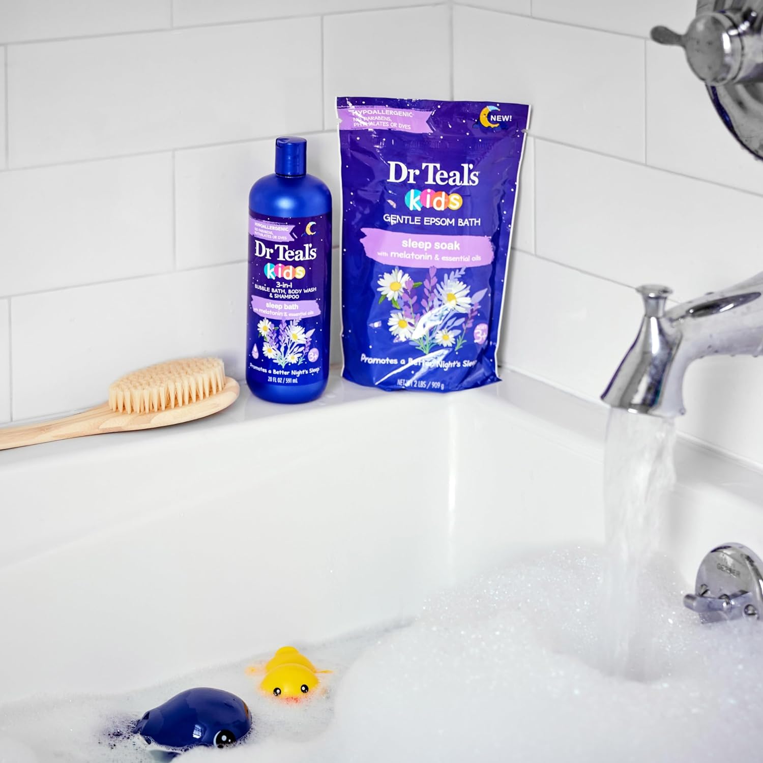 Dr Teal's Kids Gentle Epsom Salt Soak, Sleep Blend with Melatonin, Lavender & Chamomile Essential Oil, 2 lbs (Pack of 3) (Packaging May Vary)