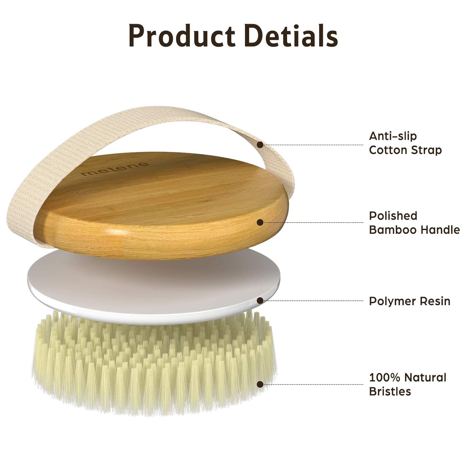2 Pack Bamboo Dry Body Brushes, Shower Brush Wet and Dry Brushing, Dry Brush for Cellulite and Lymphatic