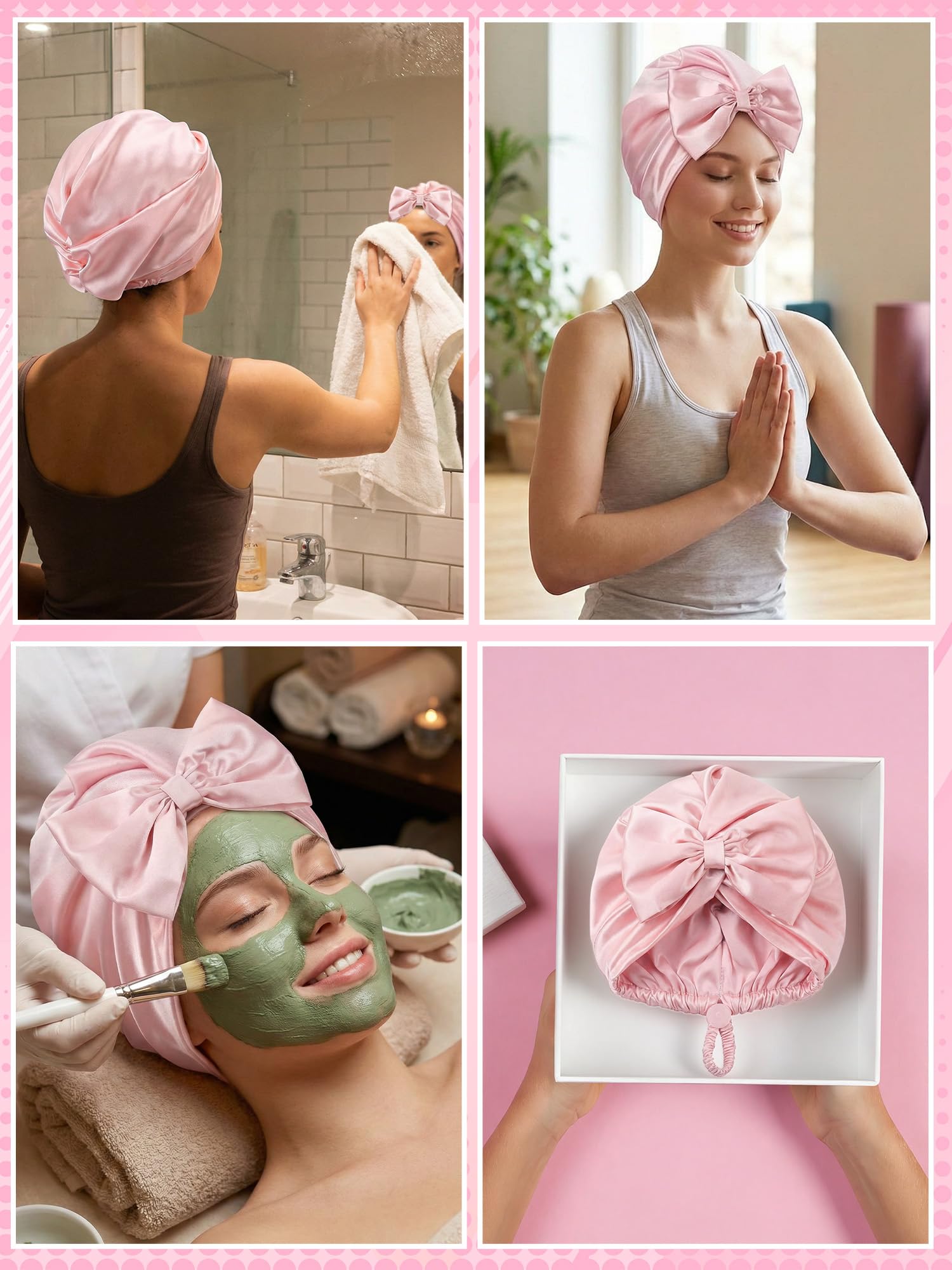 Ramede Bow Silk Bonnet for Sleeping Women Adjustable Satin Night Sleeping Cap Coquette Layer Smooth Hydration Hair Bonnet