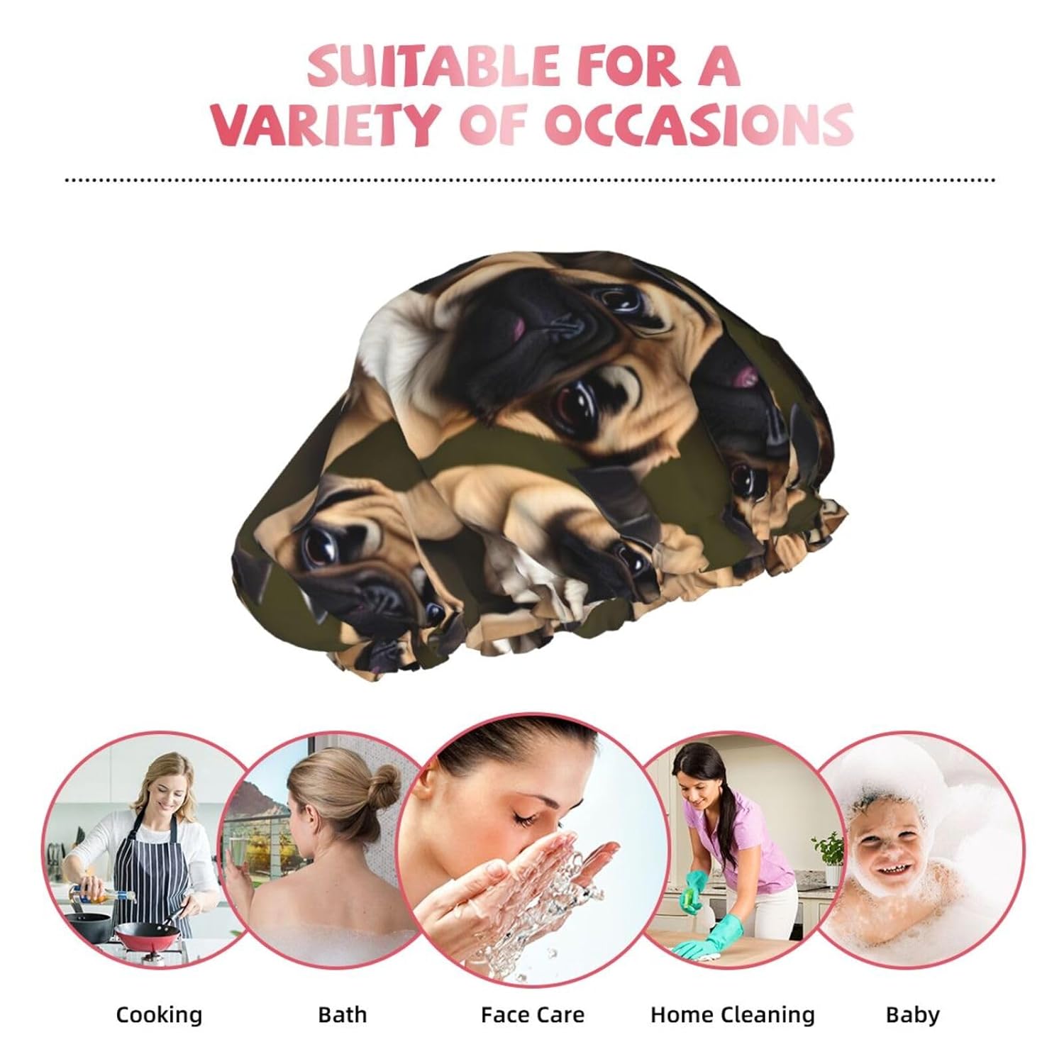 Ice Hockey print Print Reusable Shower Cap for Women,Double Waterproof Layers Bathing Hat,Quick Drying Bath Hair Cap
