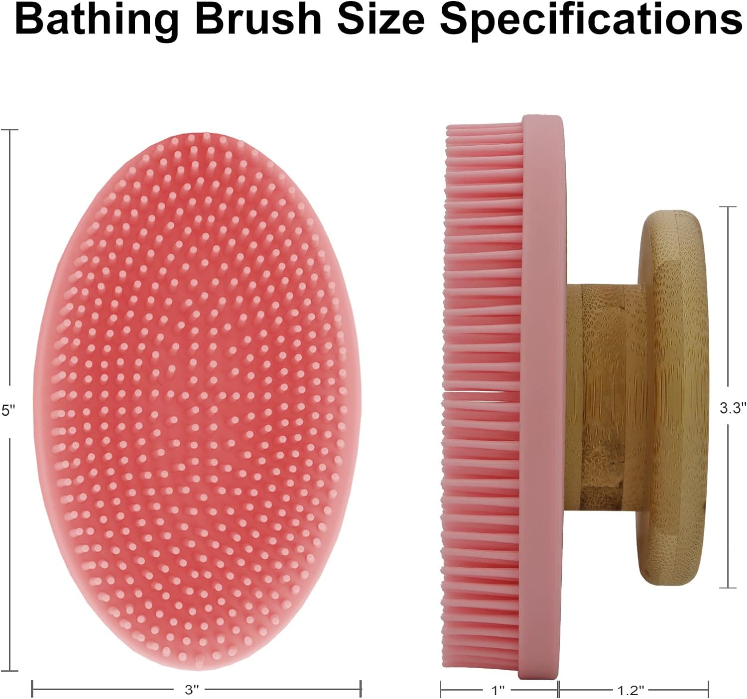 Silicone Bath Brush with Bamboo Handle.