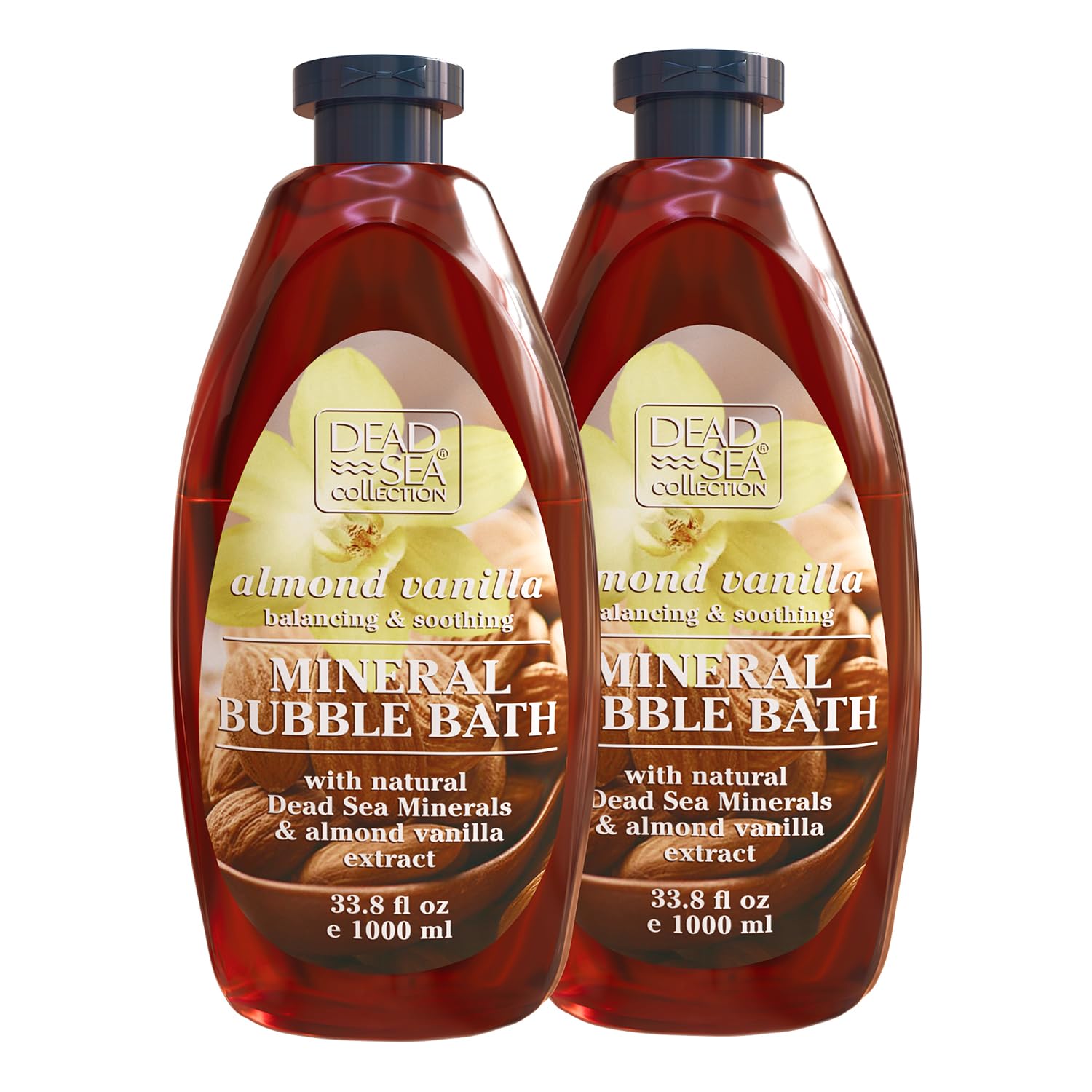 Dead Sea Collection Bubble Bath for Women and Men - with Coconut Oil and Natural Minerals - Nourishing and Moisturizing Skin - Pack of 2 (67.6 fl.oz)