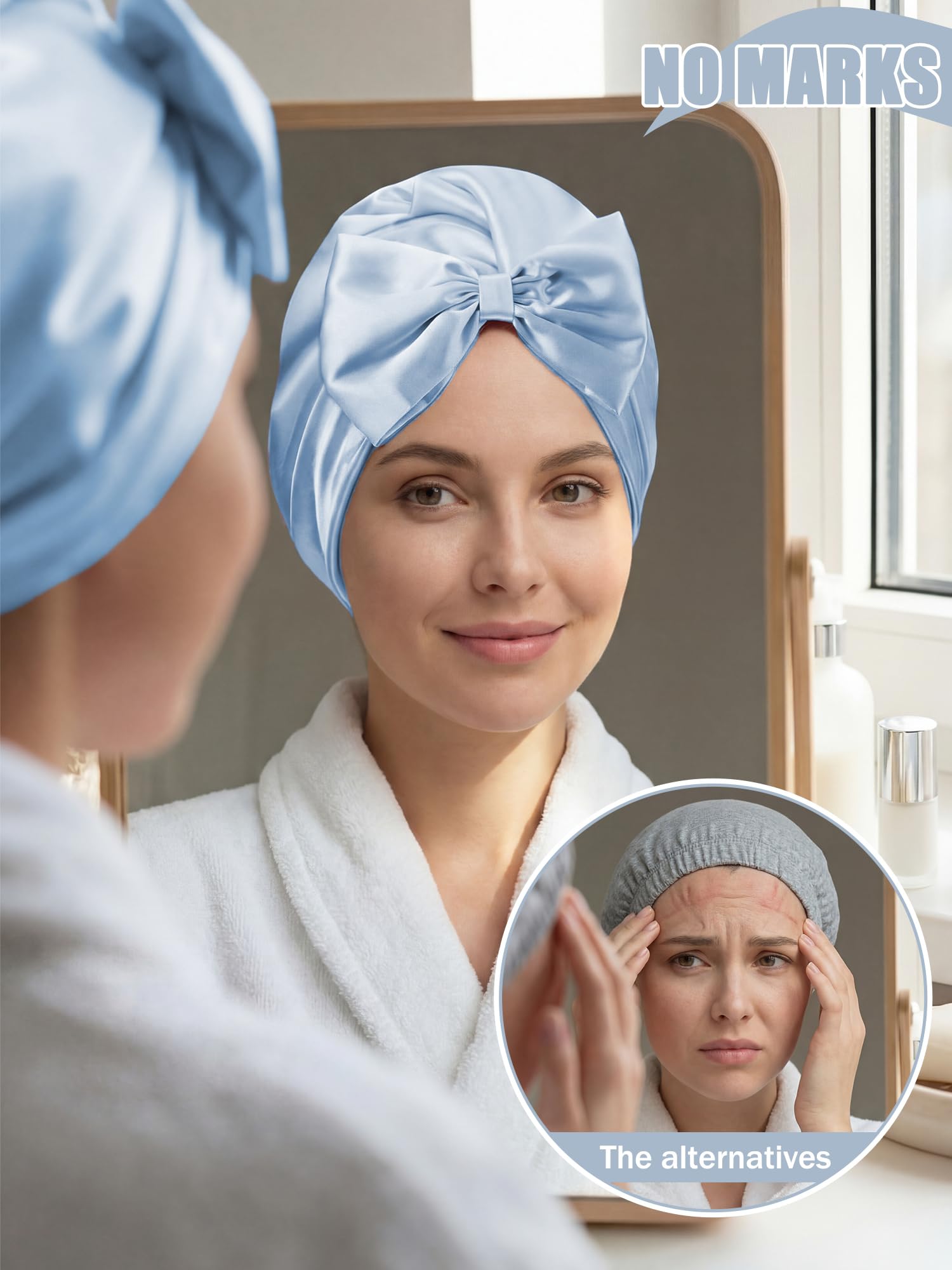 Ramede Bow Silk Bonnet for Sleeping Women Adjustable Satin Night Sleeping Cap Coquette Layer Smooth Hydration Hair Bonnet