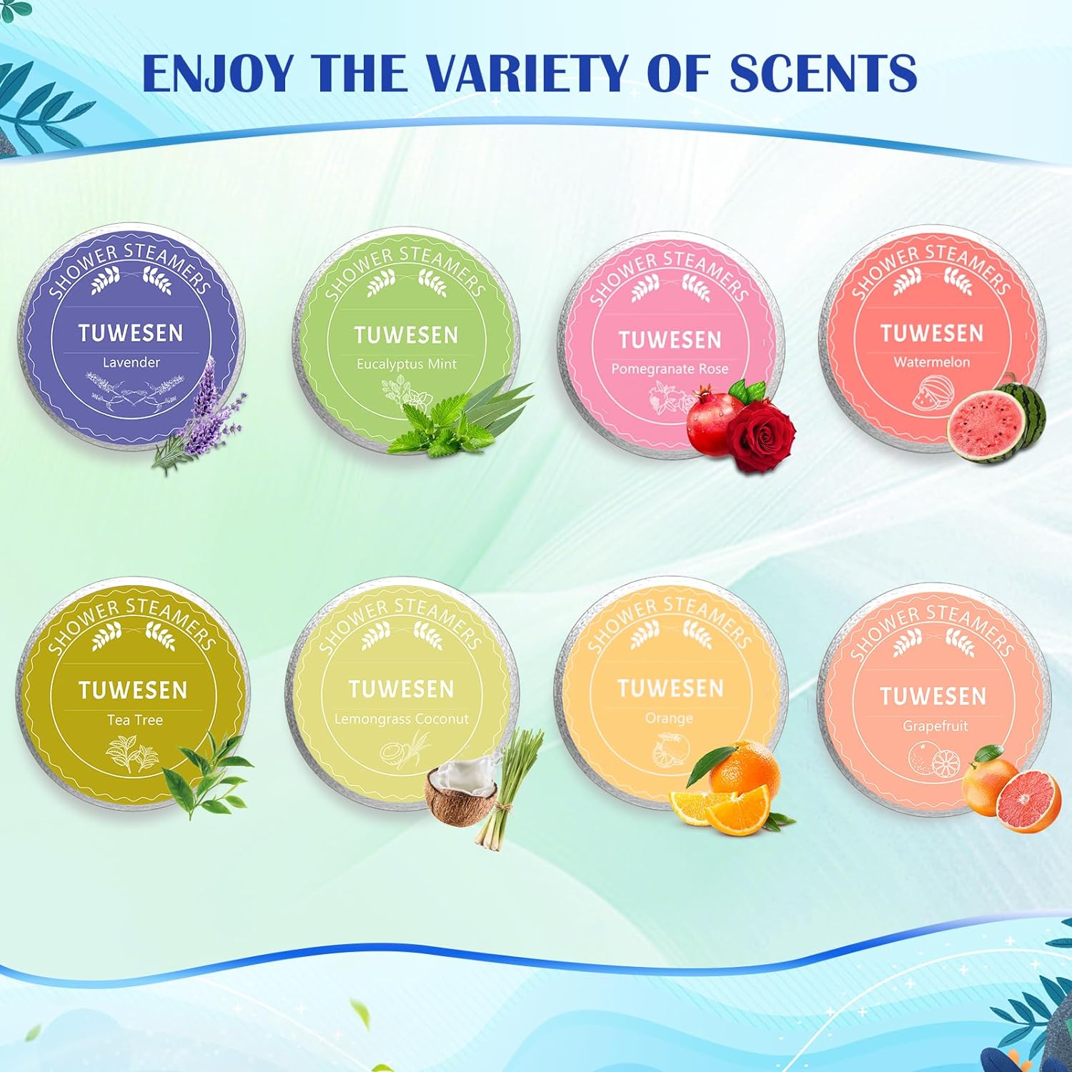 TUWESEN Shower Steamers Aromatherapy, SPA Kit, 8 PCS Shower Steamers for Women, Shower Bombs with Essential Oils-Self Care & Relaxation Birthday Gifts for Women and Men. Purple Romantic Set