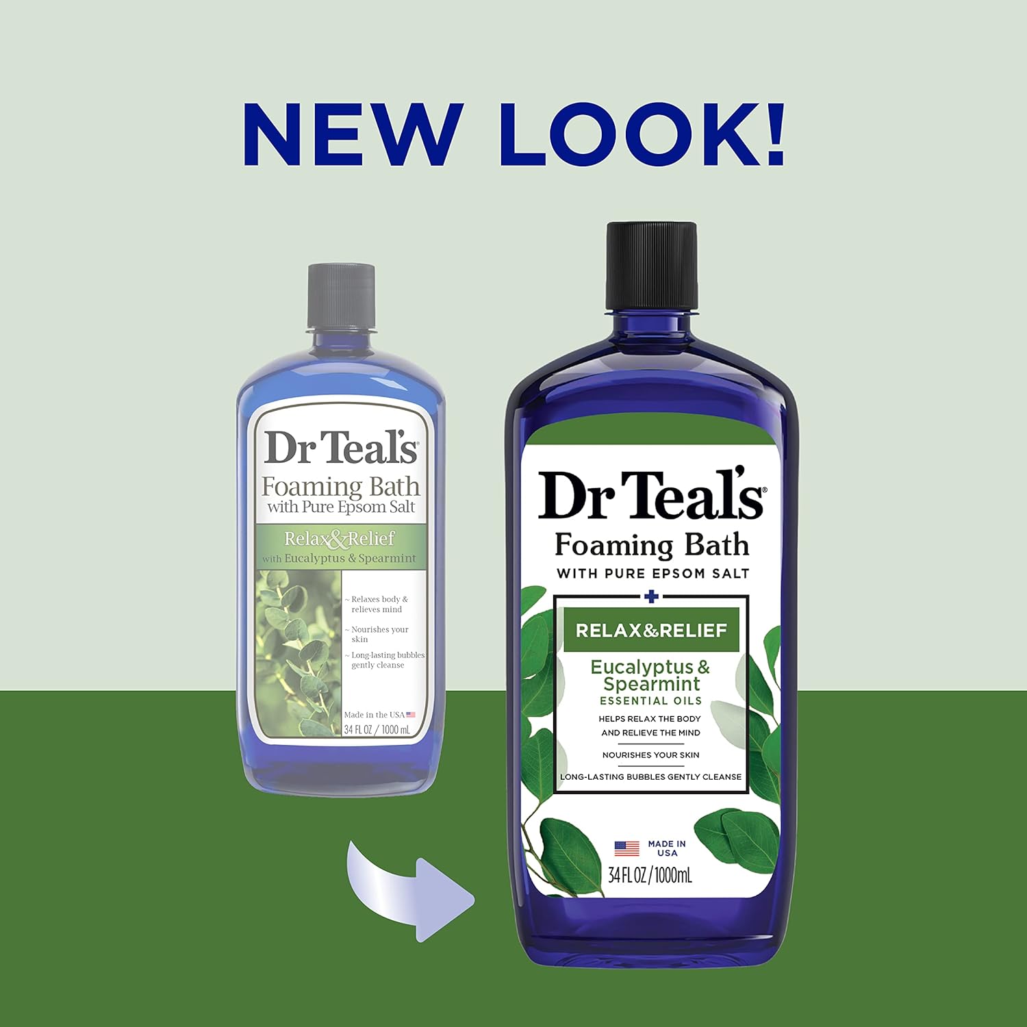 Dr Teal's Foaming Bath with Pure Epsom Salt, Sleep Blend with Melatonin, Lavender & Chamomile Essential Oils, 34 fl oz (Pack of 4) (Packaging May Vary)